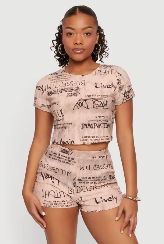 Graffiti Letter Print Crop Top made by Rainbow
