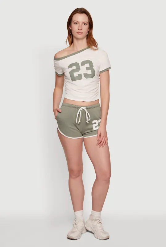 23 Graphic Drawstring Waist Dolphin Shorts made by Rainbow