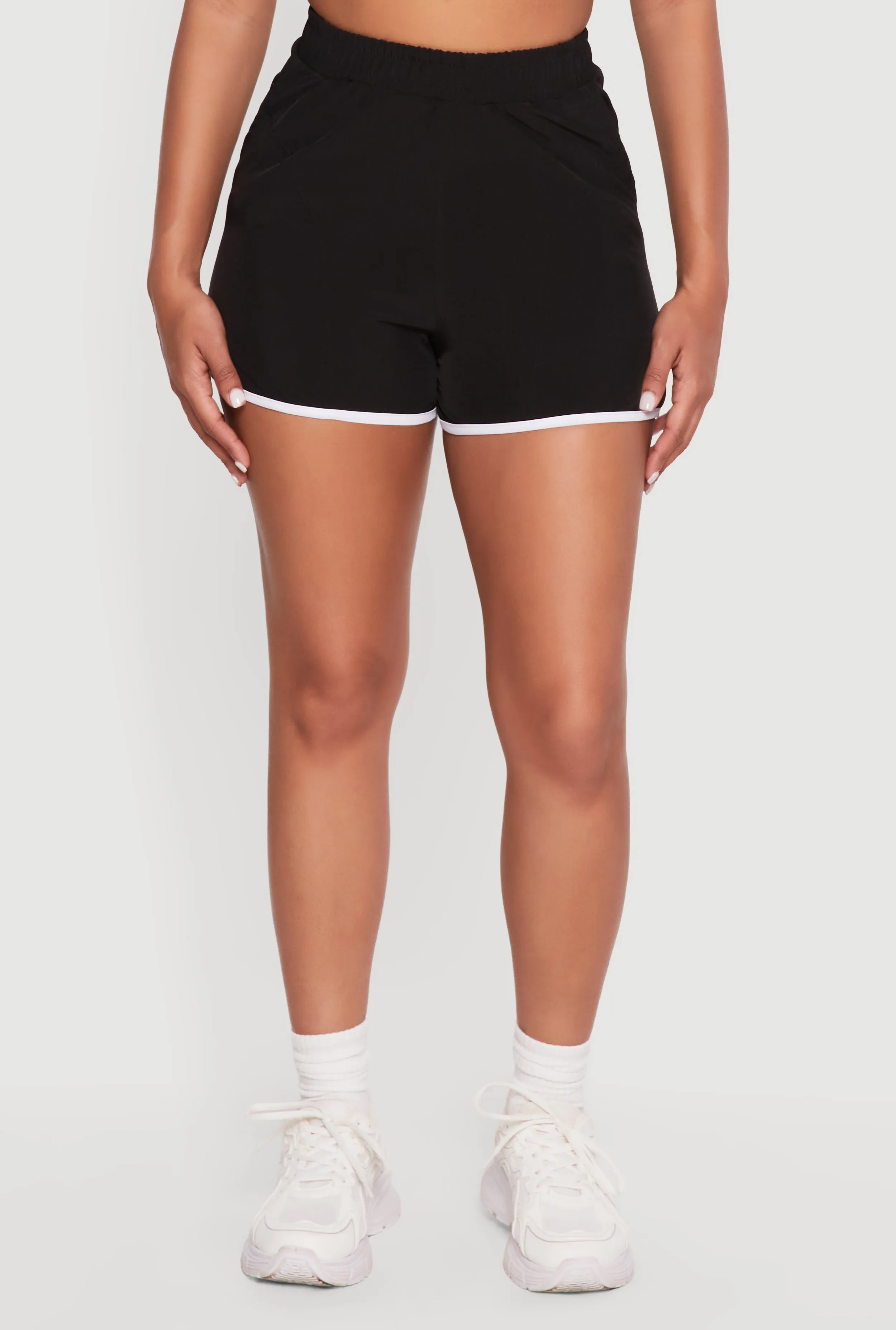 Contrast Trim Decorative Stich Smocked Waist High Shorts sold by Rainbow product image thumbnail 3