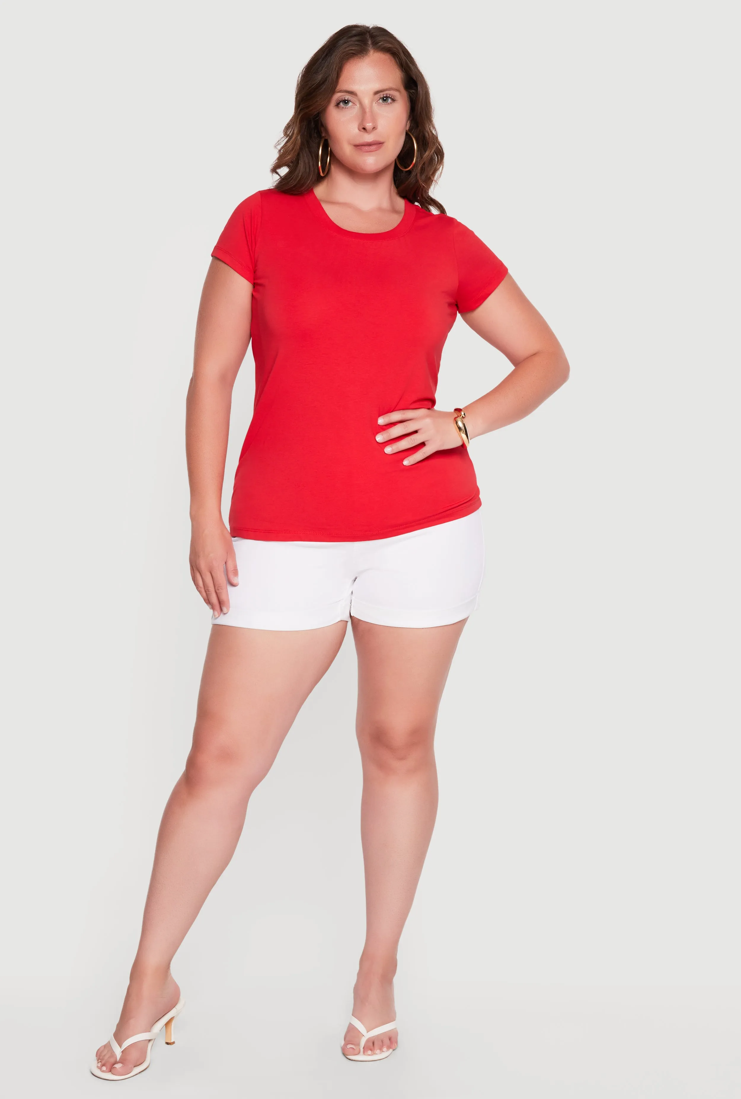 Plus Size Basic Crew Neck Short Sleeve T-Shirt sold by Rainbow product image thumbnail 2