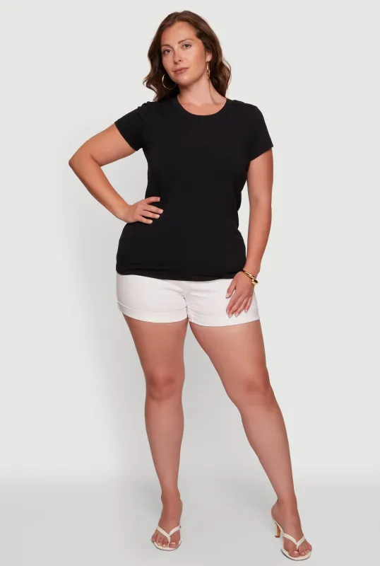 Plus Size Basic Crew Neck Short Sleeve T-Shirt made by Rainbow