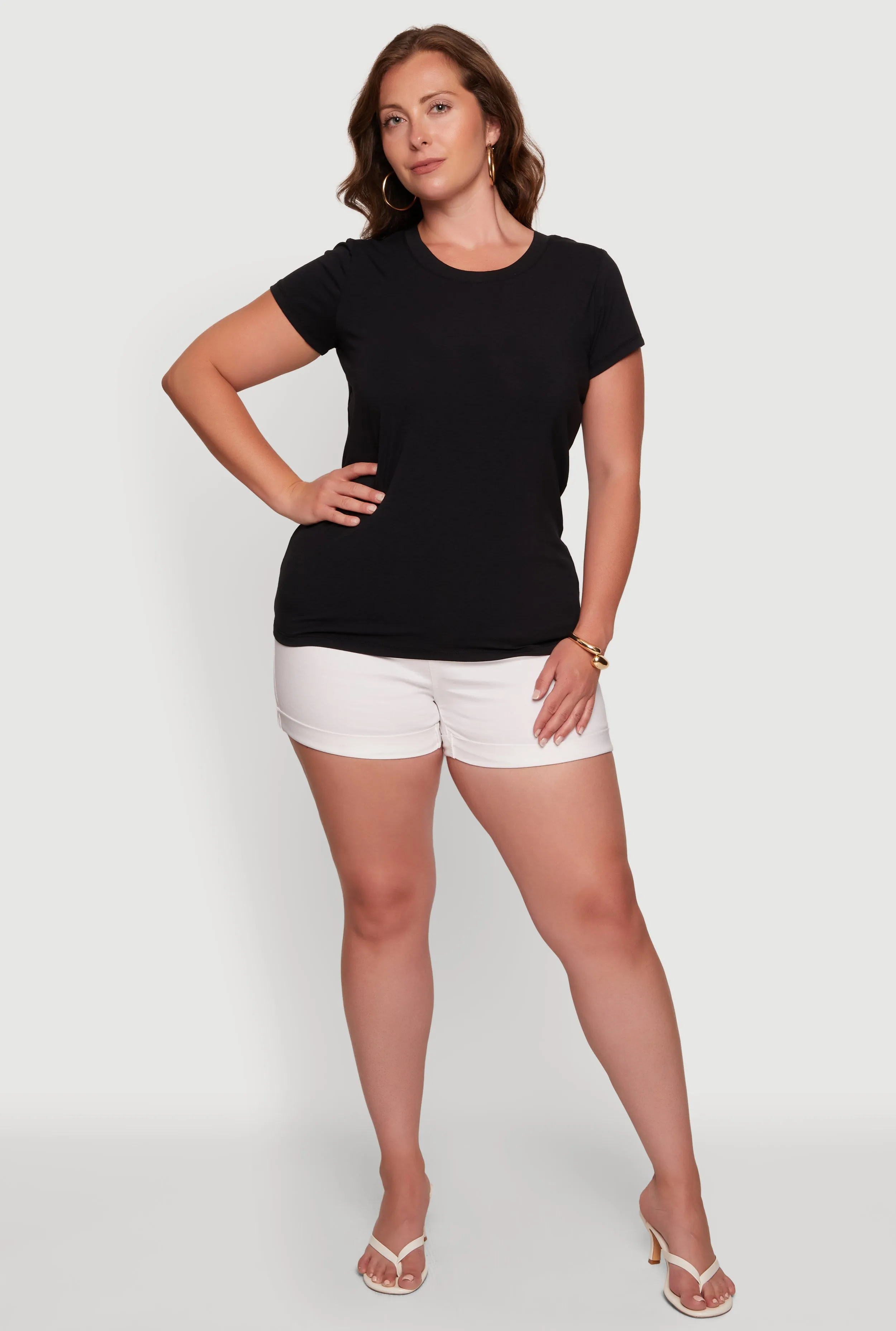Plus Size Basic Crew Neck Short Sleeve T-Shirt sold by Rainbow