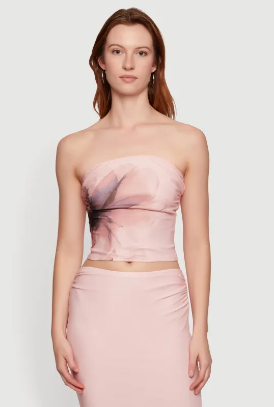 Floral Mesh Cropped Tube Top made by iris