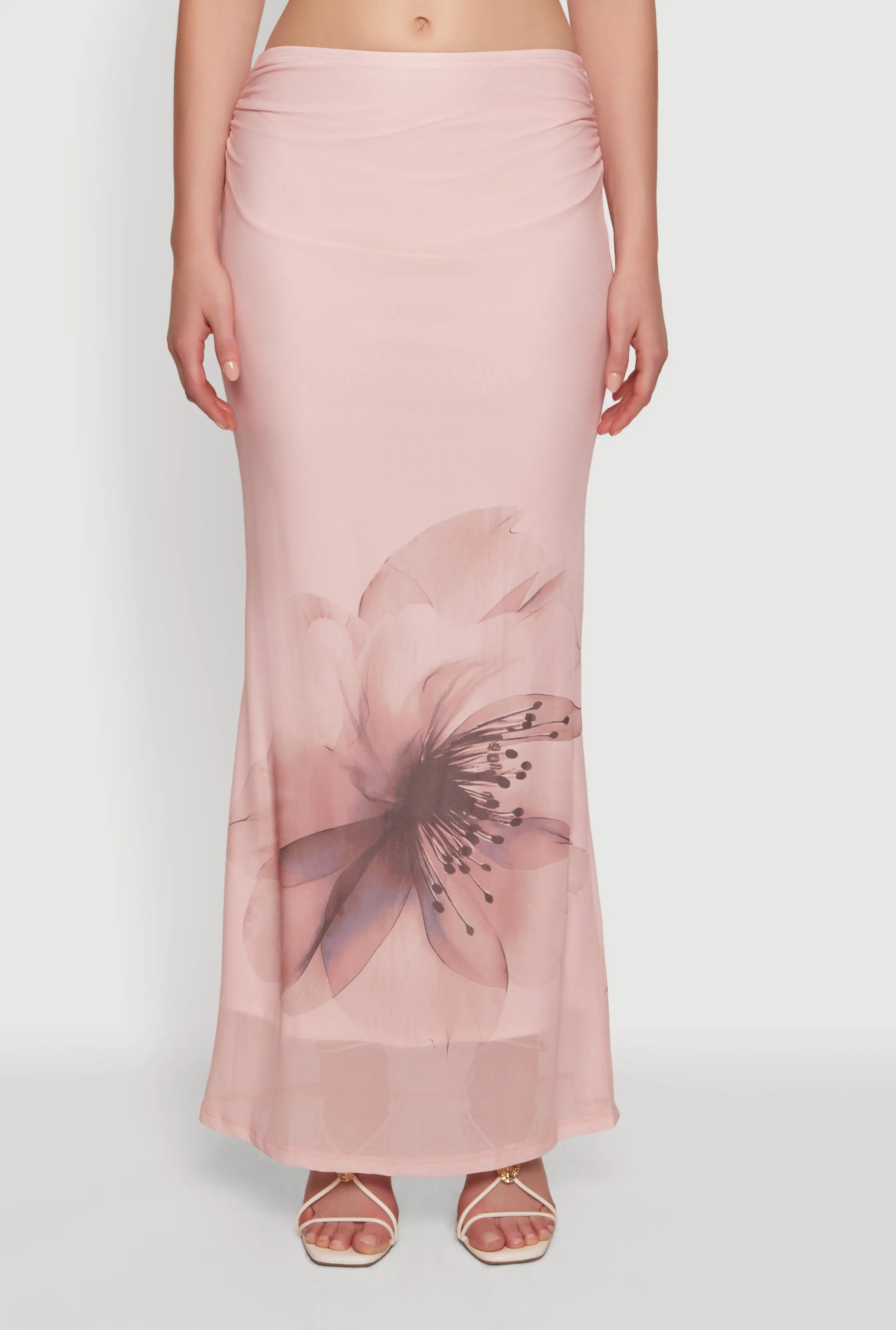 Flower Print Mesh Maxi Skirt sold by Rainbow product image thumbnail 3