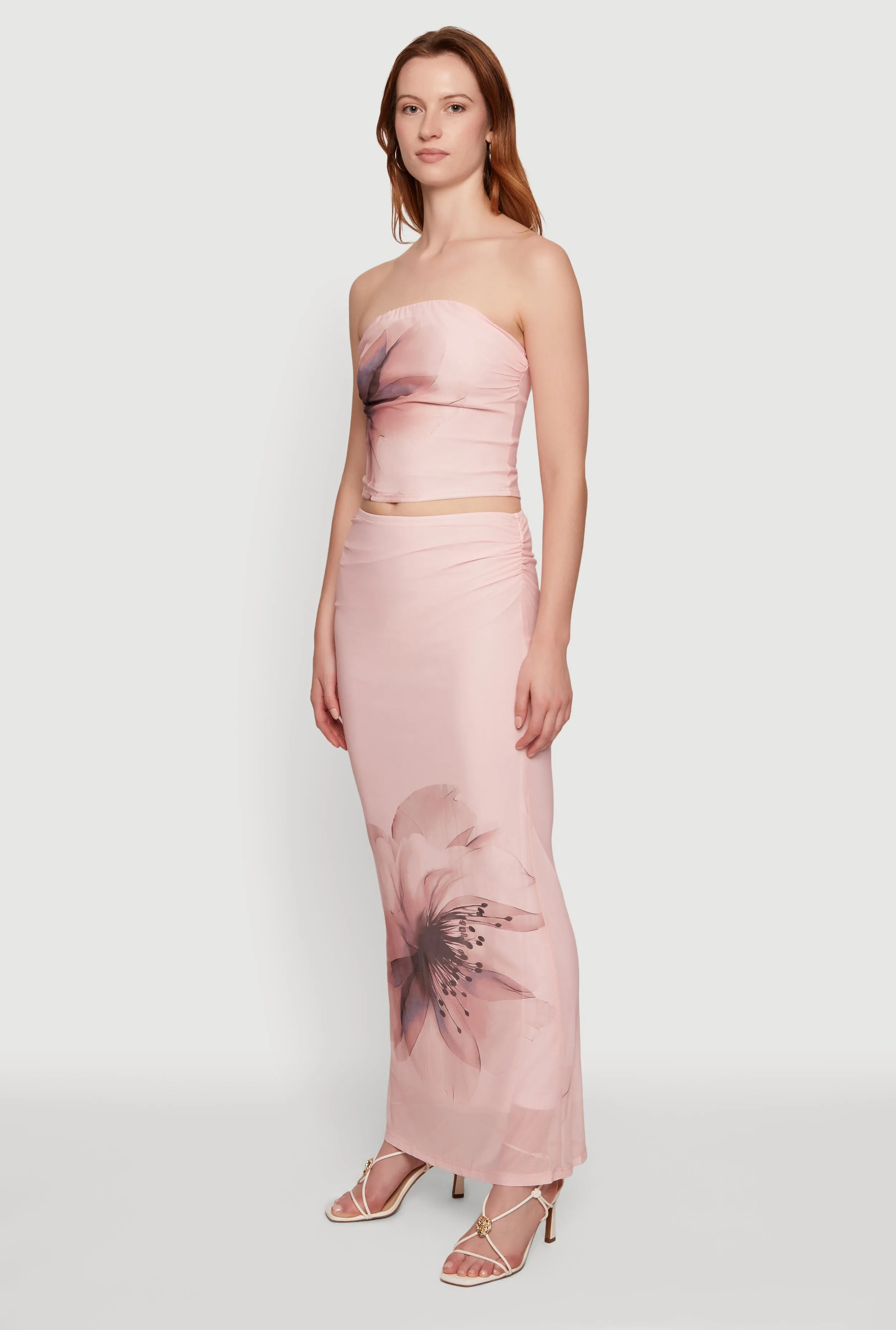 Flower Print Mesh Maxi Skirt sold by Rainbow product image thumbnail 2