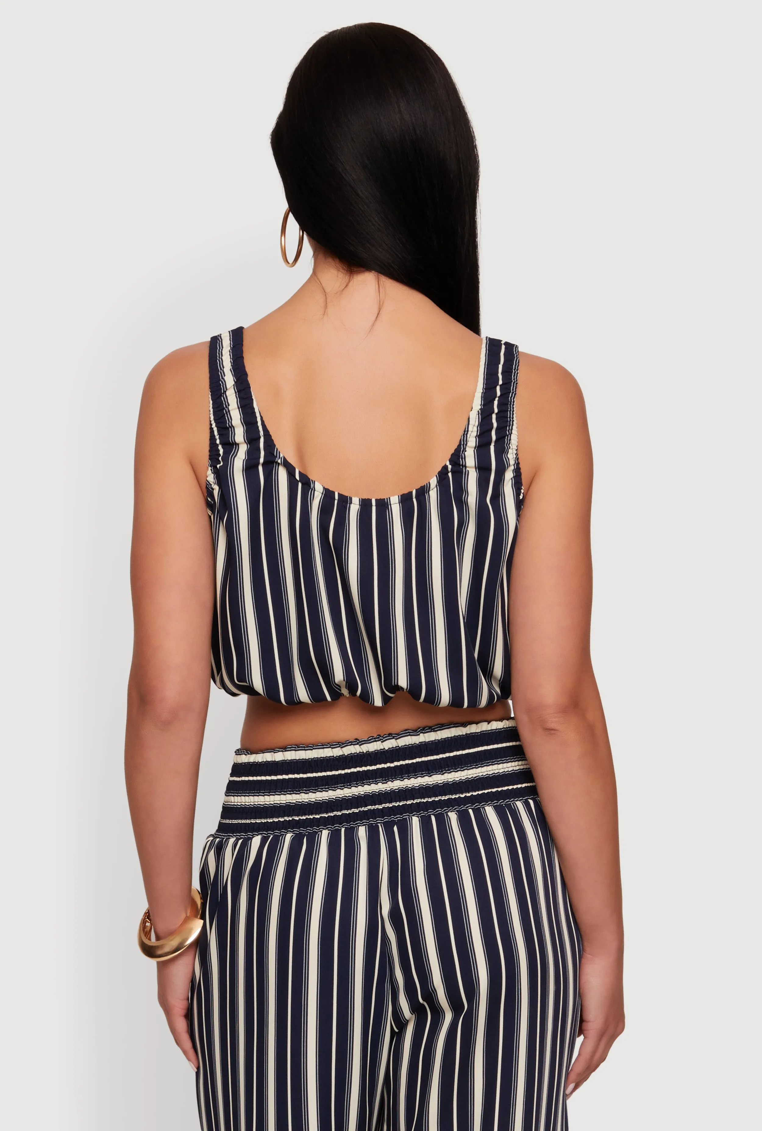 Sleeveless Striped Crop Top with Tie Front Detail sold by Rainbow product image thumbnail 5