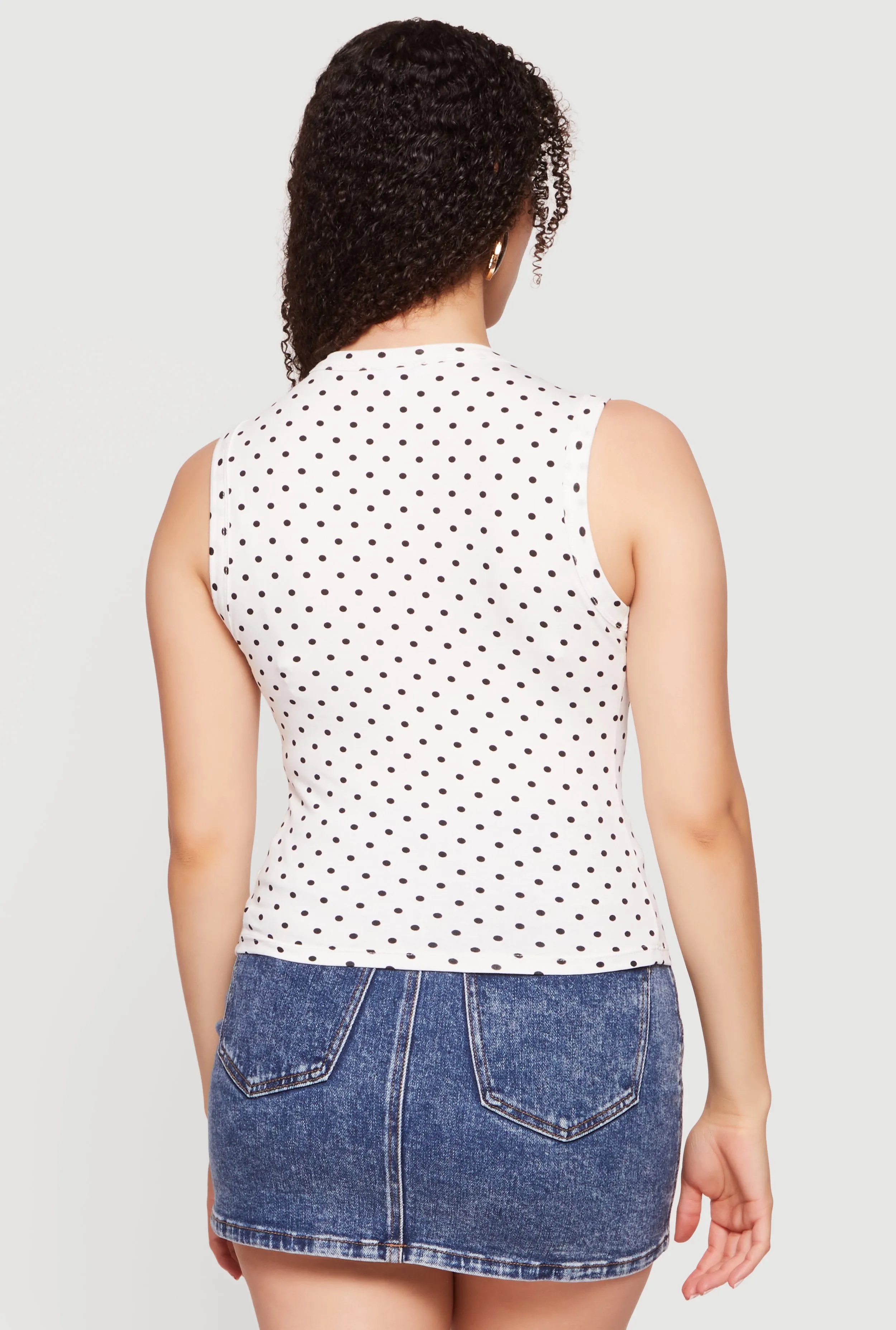 Sleeveless Polka Dot Button Front High Neck Top sold by Rainbow product image thumbnail 5