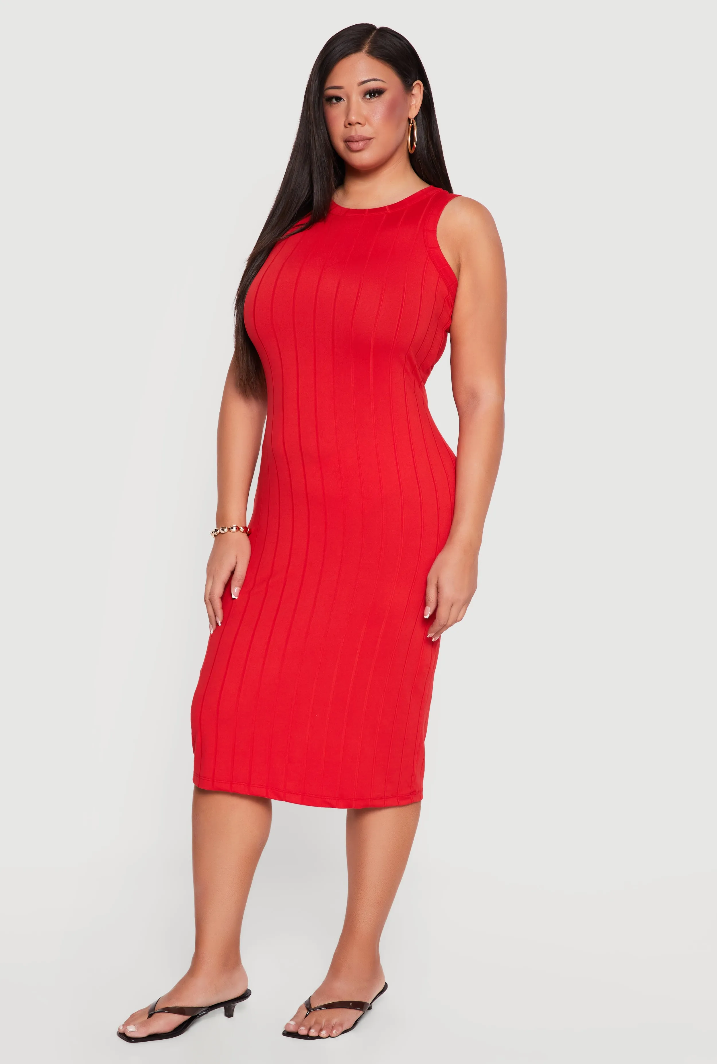 Plus Size Sleeveless Ribbed Knit Midi Dress sold by Rainbow product image thumbnail 2
