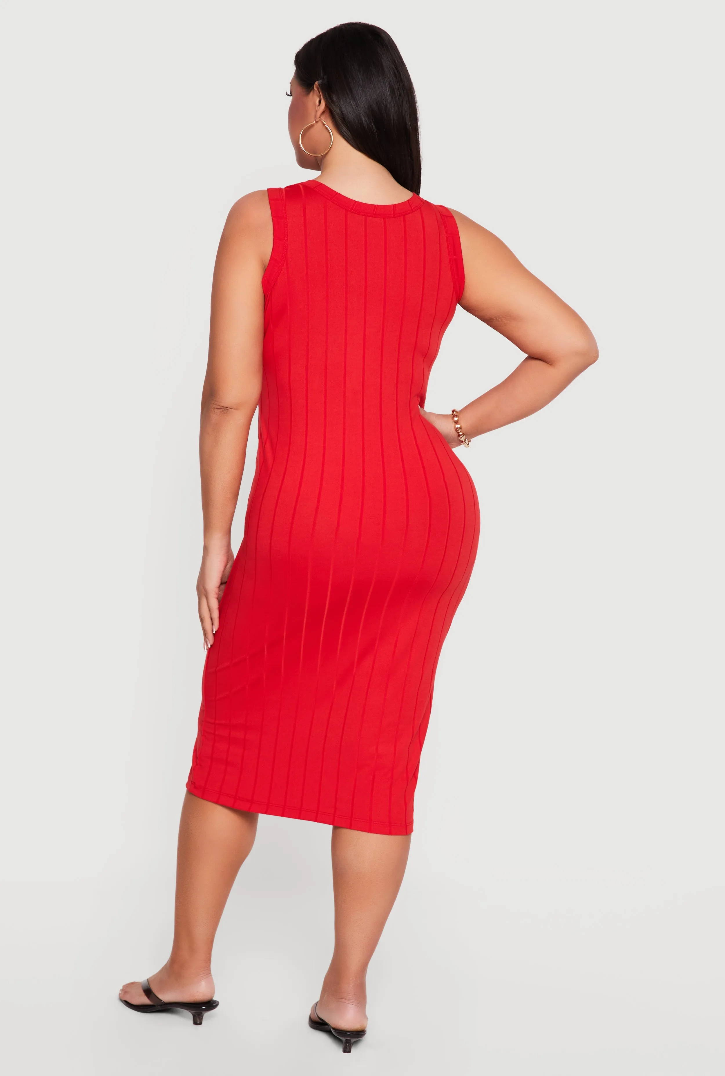Plus Size Sleeveless Ribbed Knit Midi Dress sold by Rainbow product image thumbnail 3