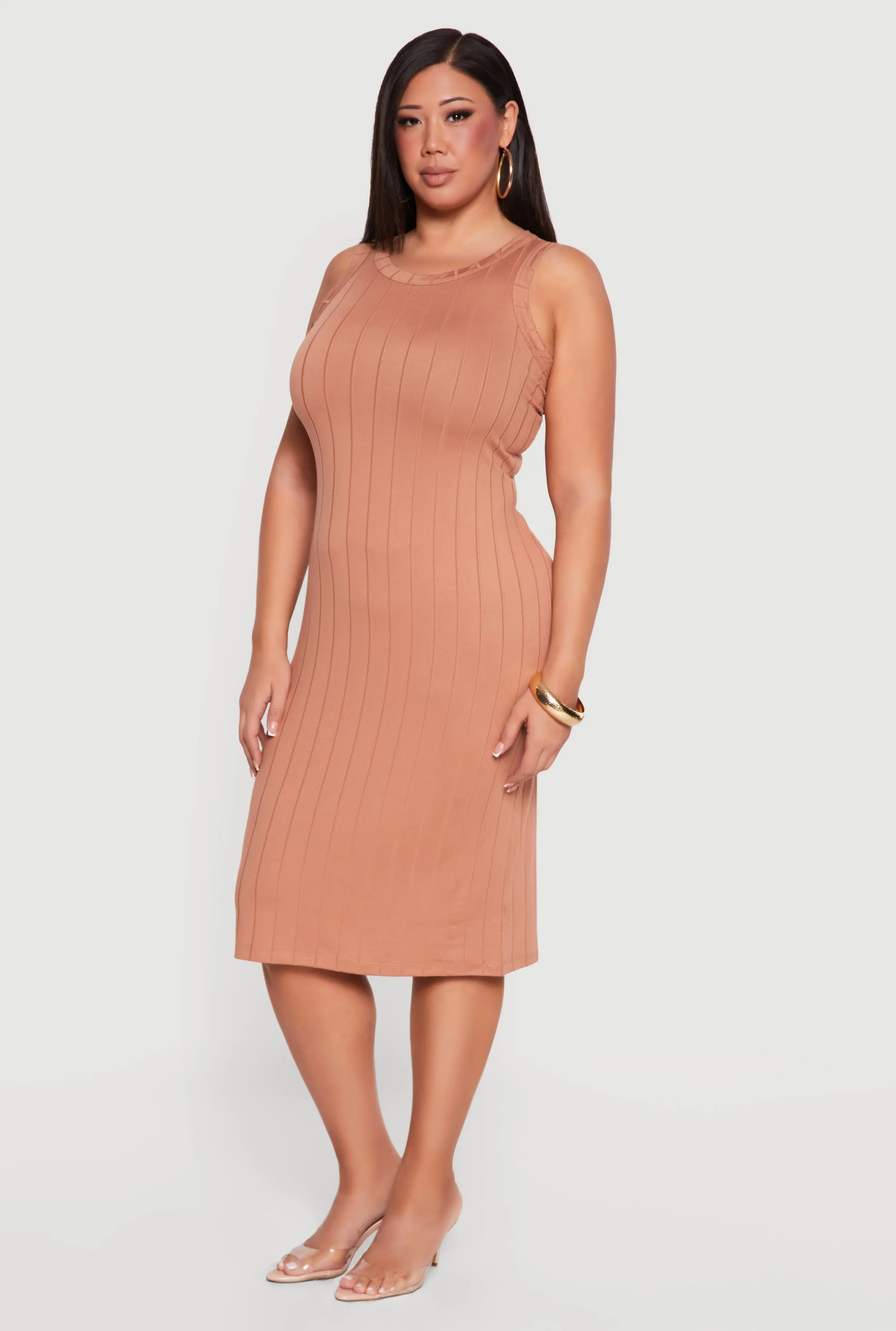 Plus Size Sleeveless Ribbed Knit Midi Dress sold by Rainbow product image thumbnail 2