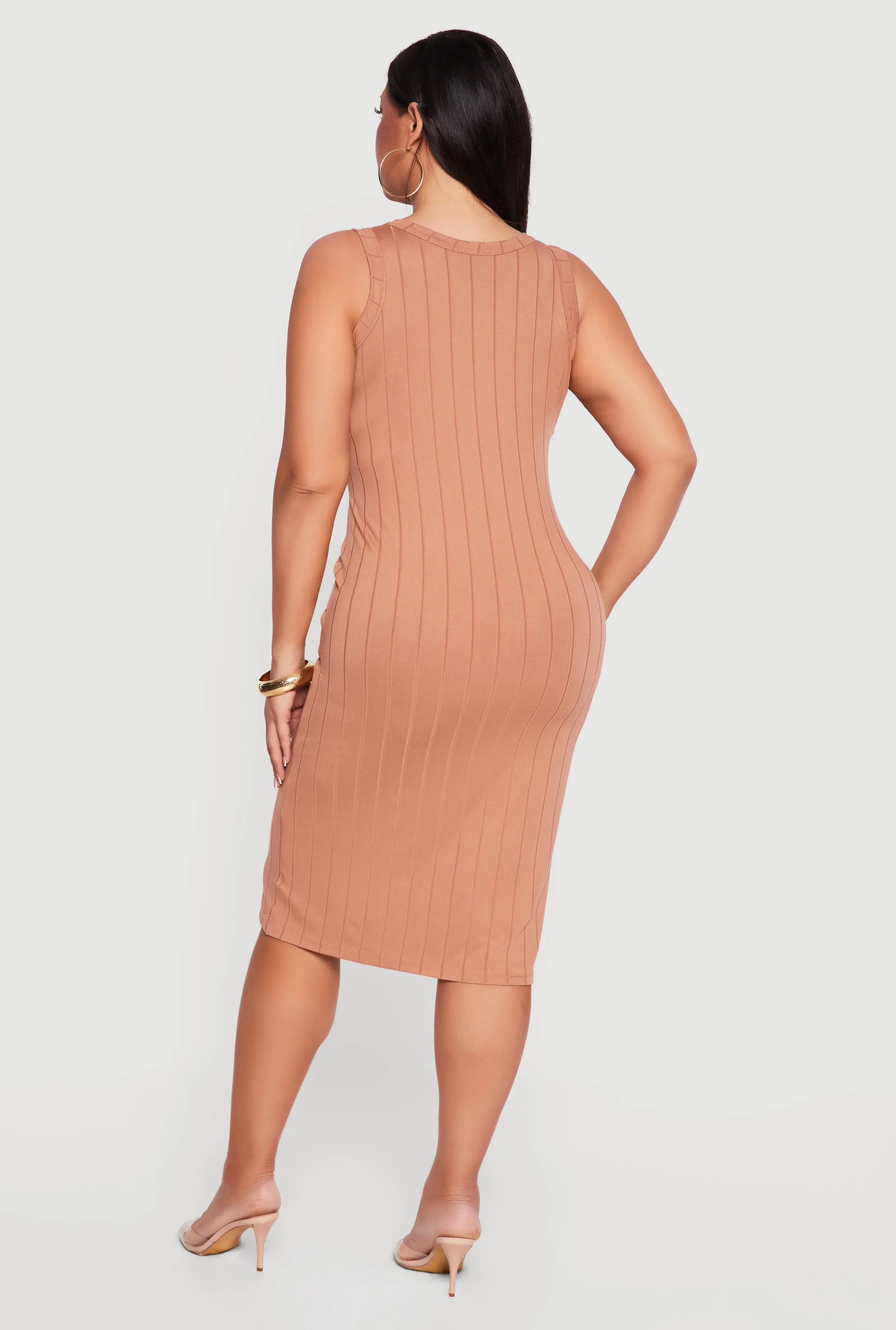 Plus Size Sleeveless Ribbed Knit Midi Dress sold by Rainbow product image thumbnail 3
