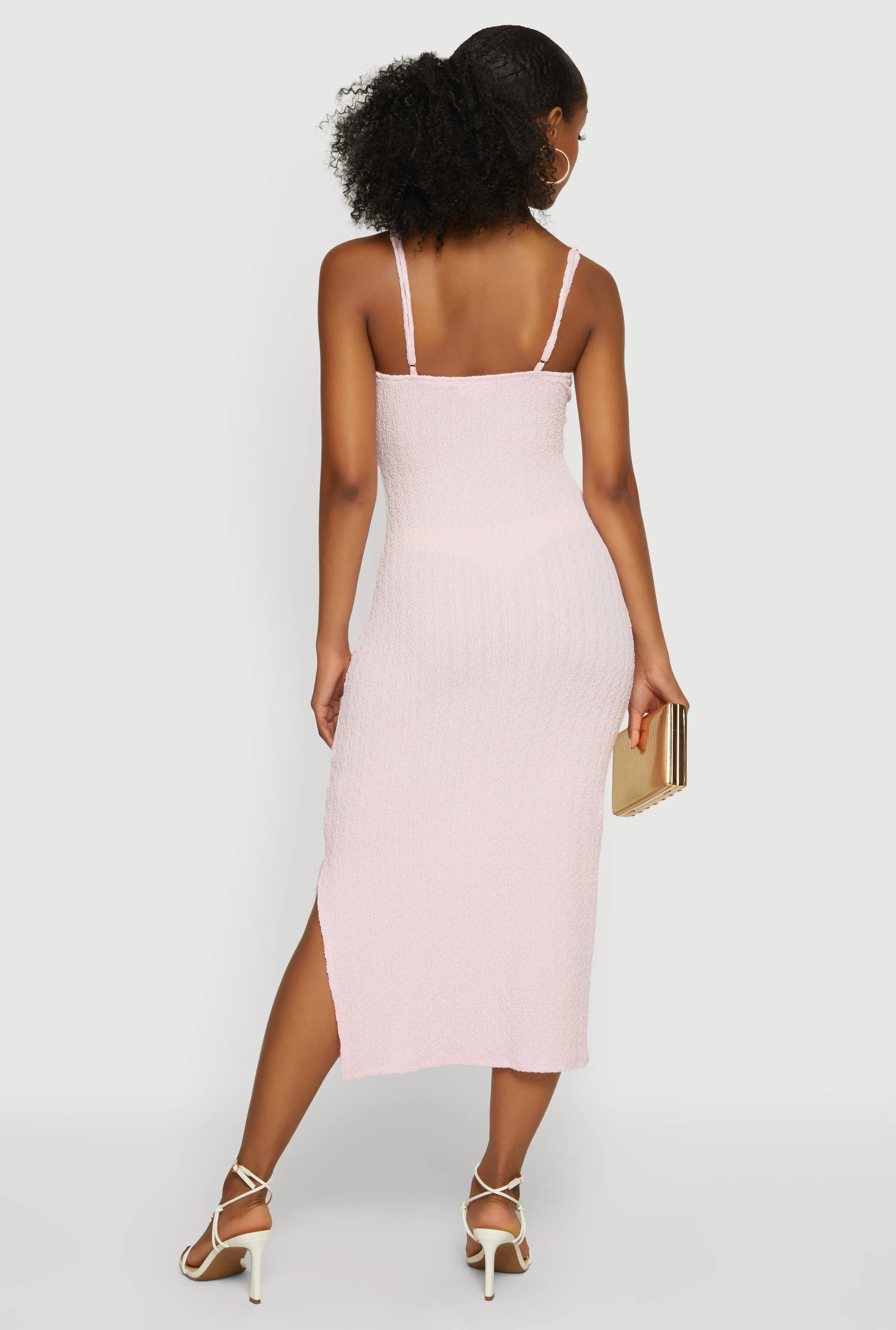 Keyhole Metallic Detail Midi Cami Dress with Side Slit sold by Rainbow product image thumbnail 3