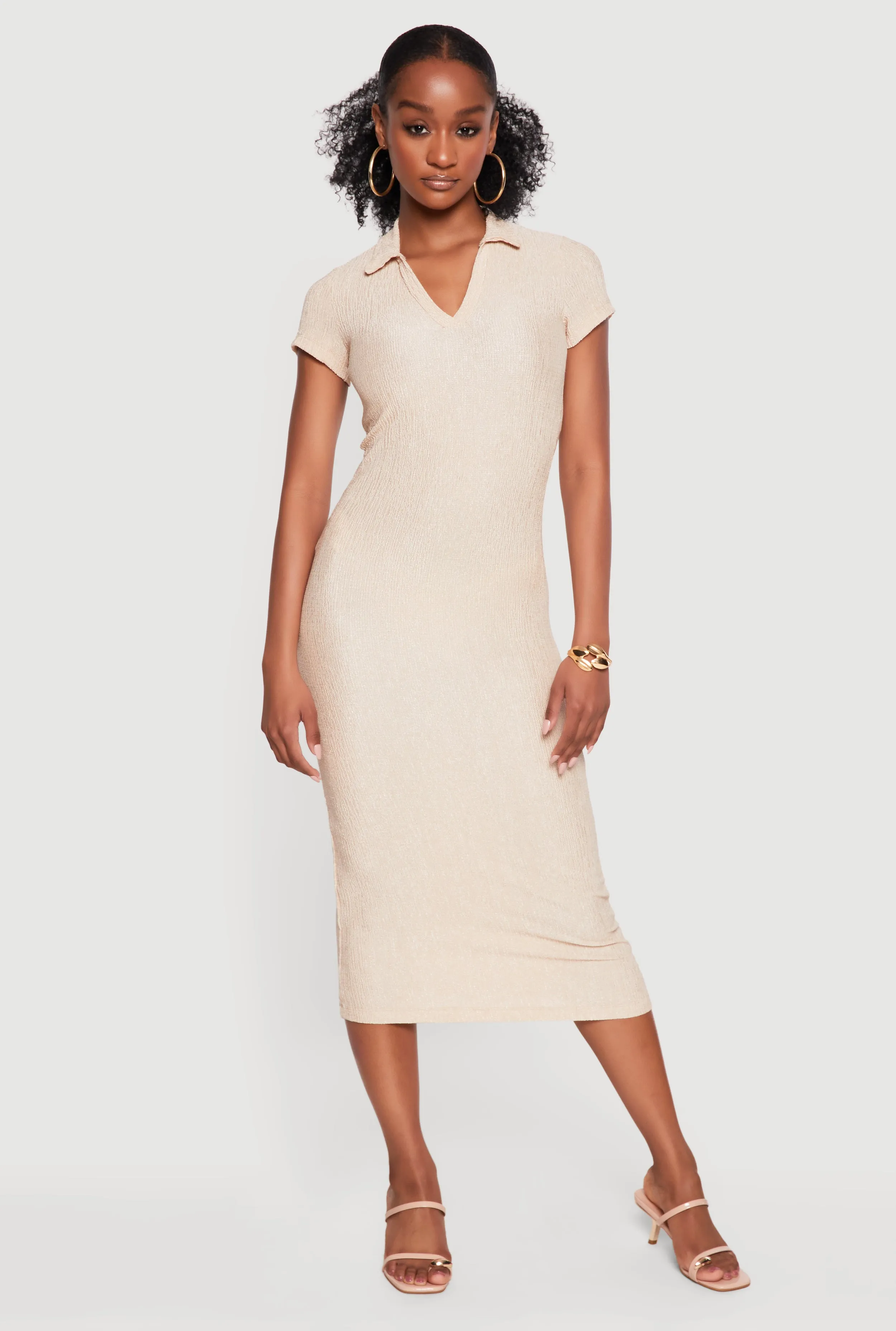 Short Sleeve Textured Knit Polo Dress sold by Rainbow product image thumbnail 3