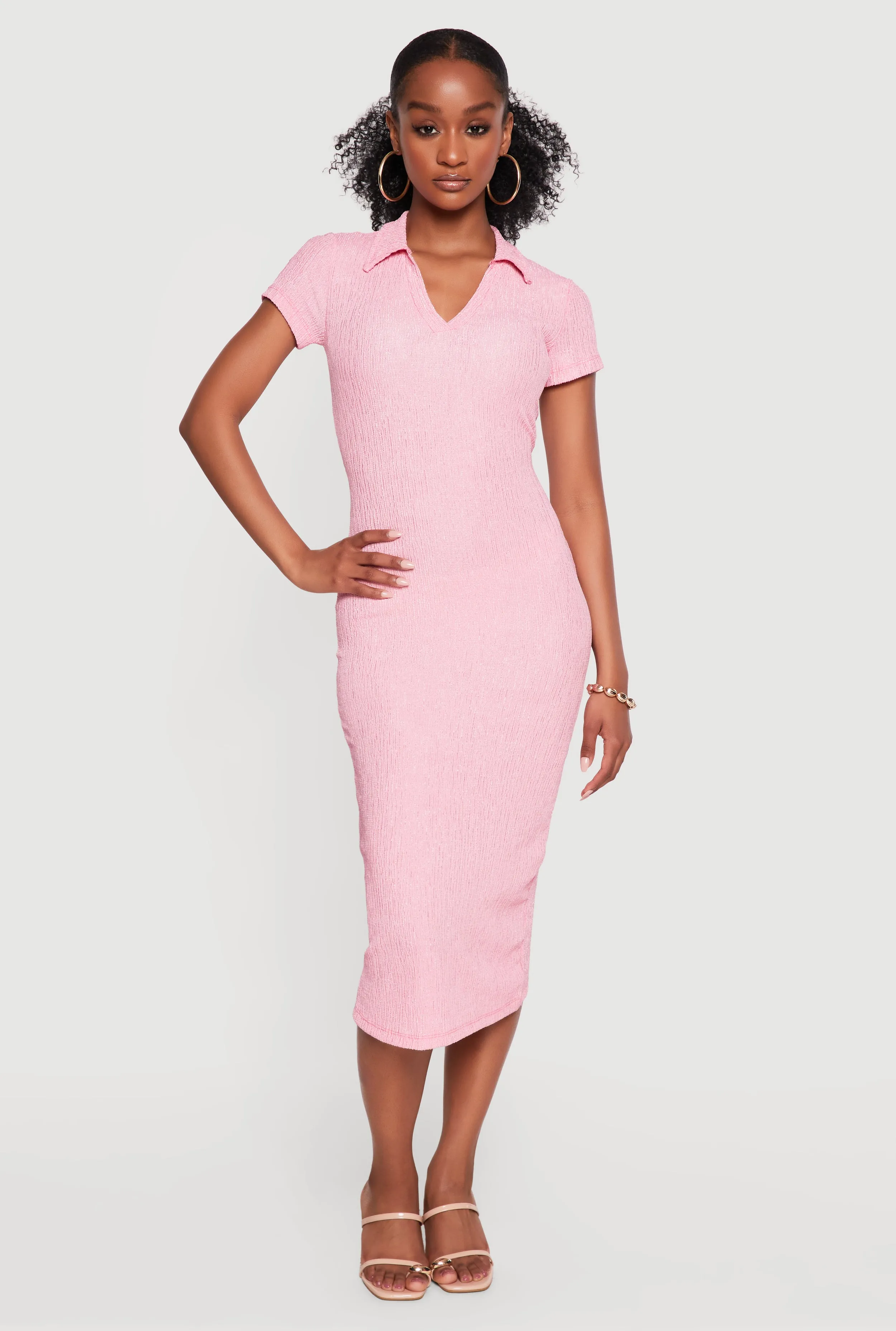 Short Sleeve Textured Knit Polo Dress sold by Rainbow product image thumbnail 2