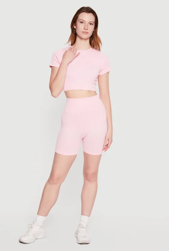 Seamless Compression Rib Knit Shorts made by Rainbow