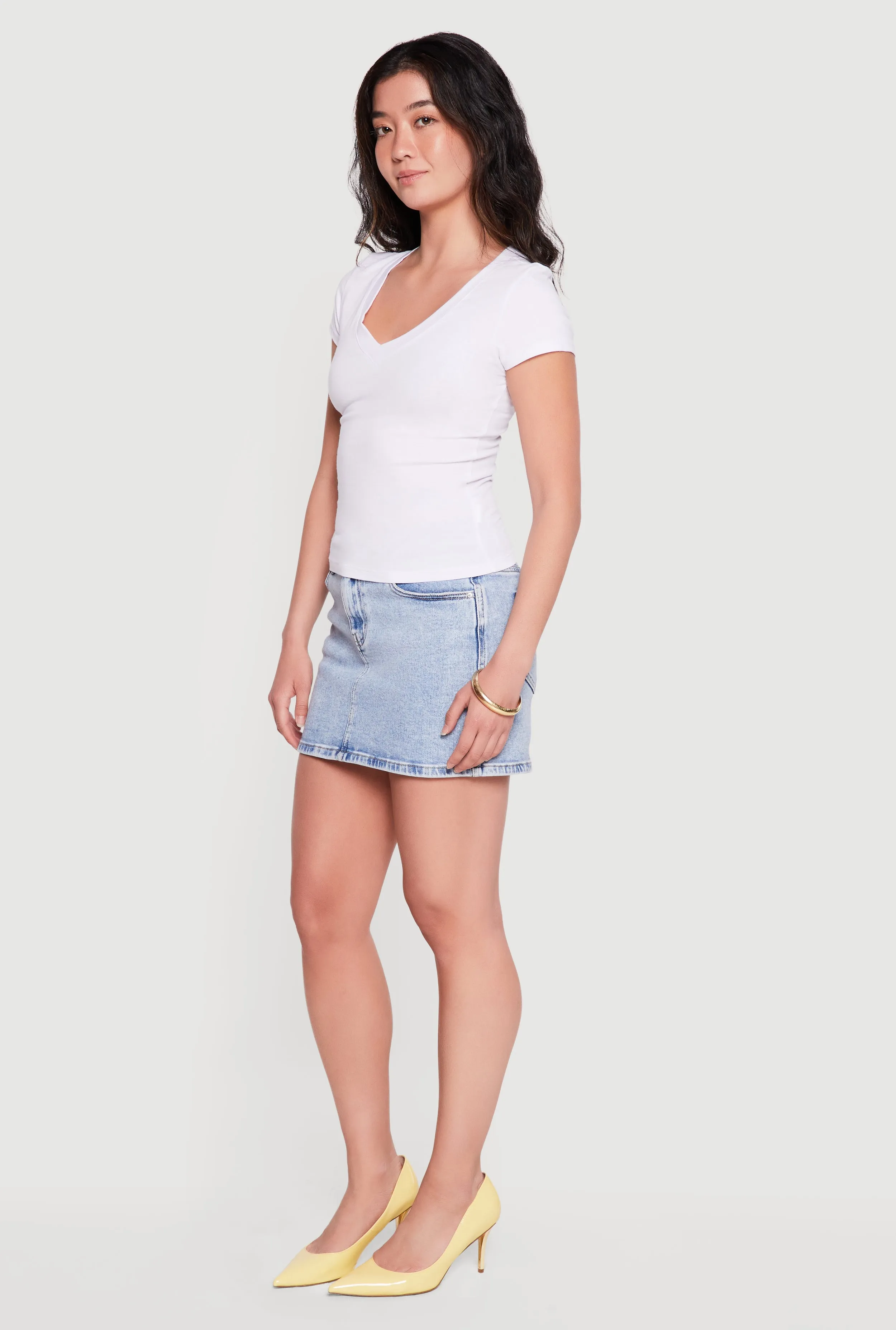 Basic V Neck Short Sleeve T Shirt sold by Rainbow product image thumbnail 3