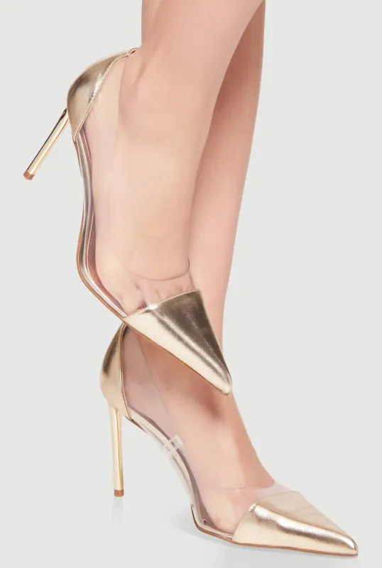 Pointed Toe Clear Side Stiletto Pumps made by Rainbow