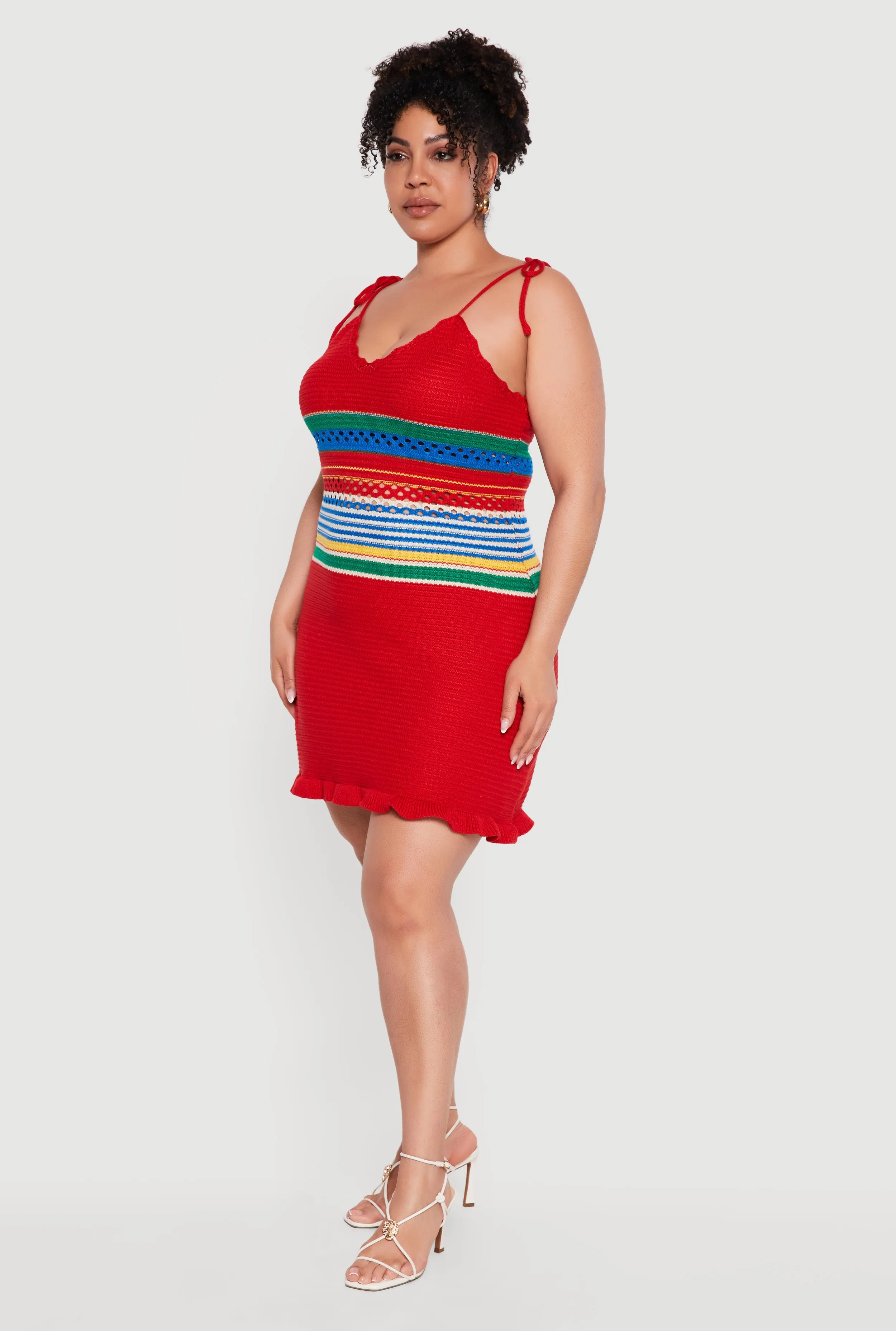 Plus Size Striped Tie Strap Cami Mini Dress sold by Rainbow product image thumbnail 2