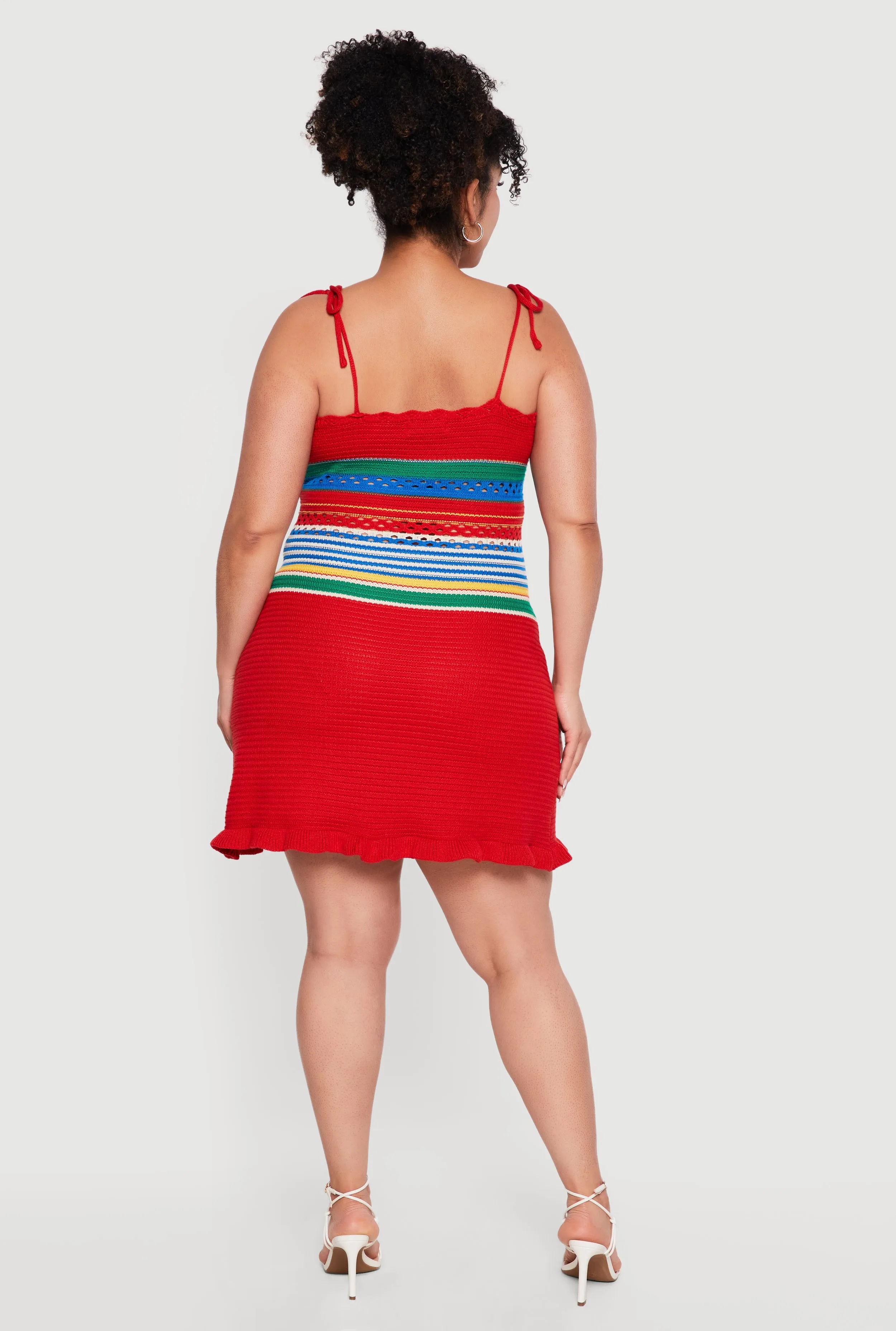Plus Size Striped Tie Strap Cami Mini Dress sold by Rainbow product image thumbnail 3