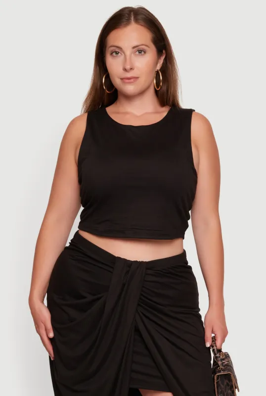Plus Size Double Layered Soft Knit Crop Tank Top made by Rainbow
