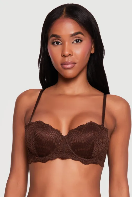 Scalloped Patterned Lace Convertible Balconette Bra made by Rainbow