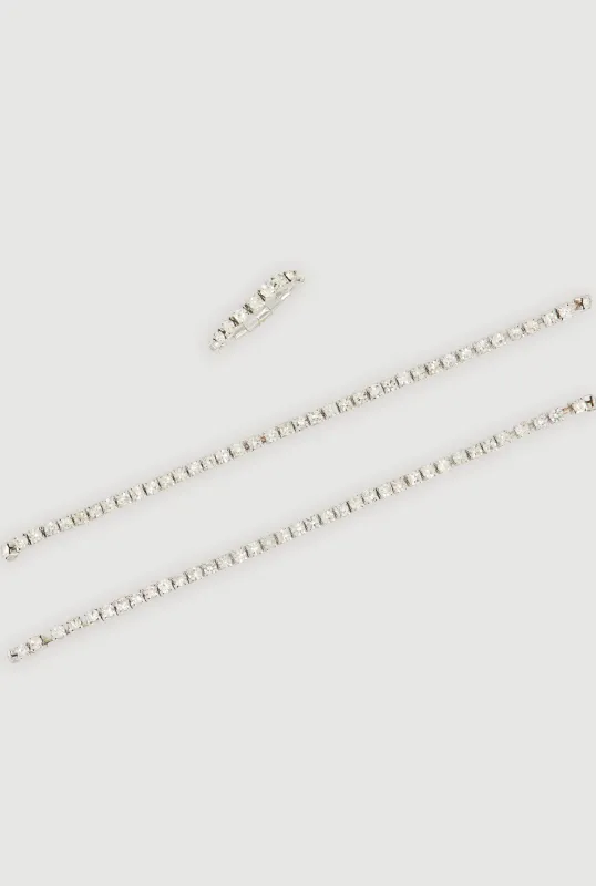 Cubic Zirconia Anklets and Toe Ring Set of 3 made by Rainbow