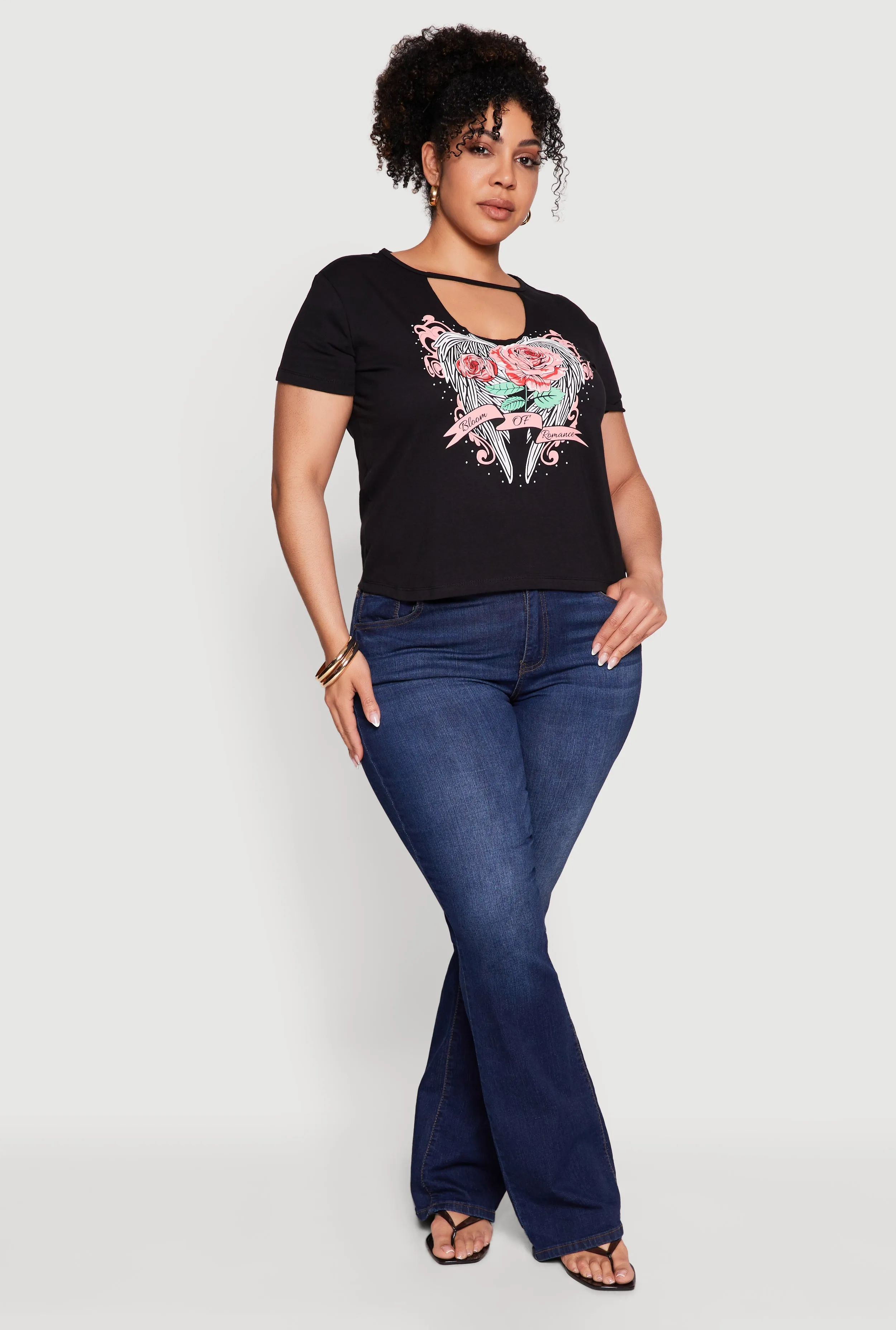 Plus Size Bloom Of Romance Graphic Keyhole Neckline Tee sold by Rainbow product image thumbnail 2