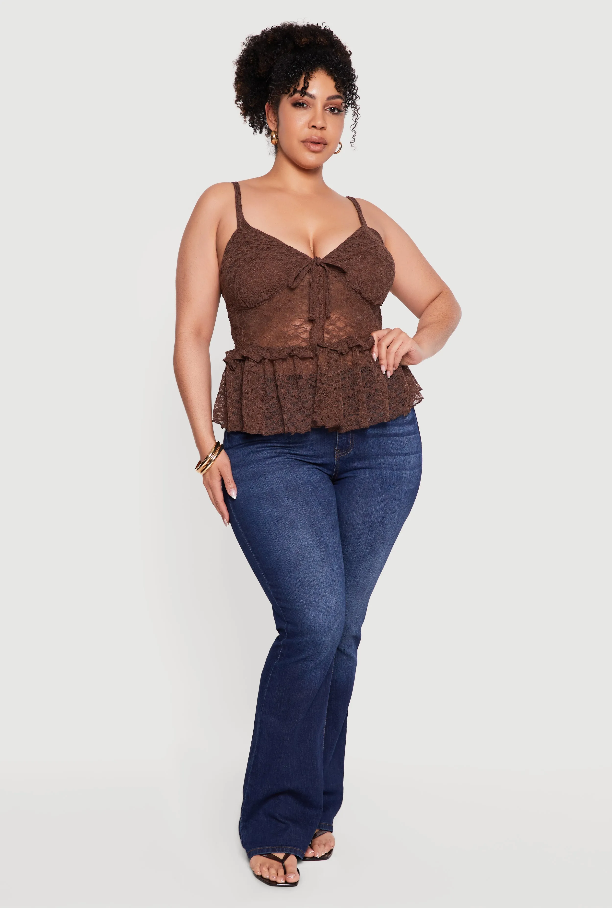 Plus Size Lace Lettuce Edge Ruffle Hem Top sold by Rainbow product image thumbnail 3