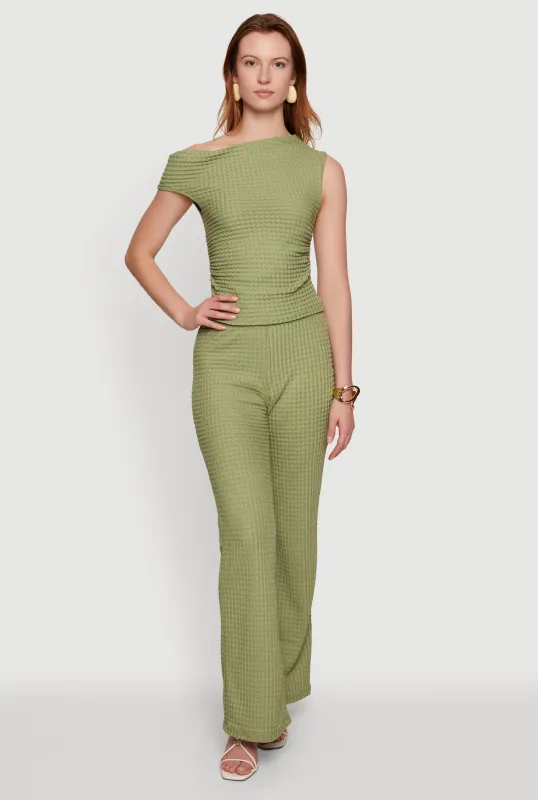 Textured Knit Straight Leg Pants made by iris