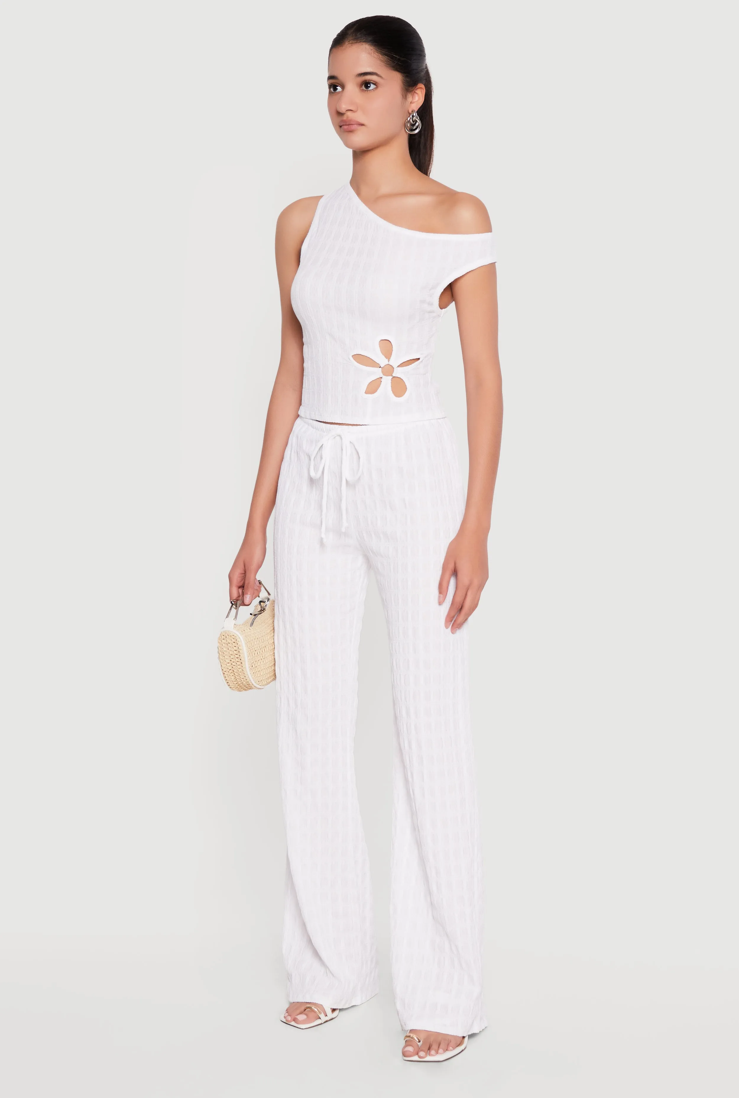 Textured Knit High Waisted Wide Leg Pull On Pants sold by Rainbow product image thumbnail 2