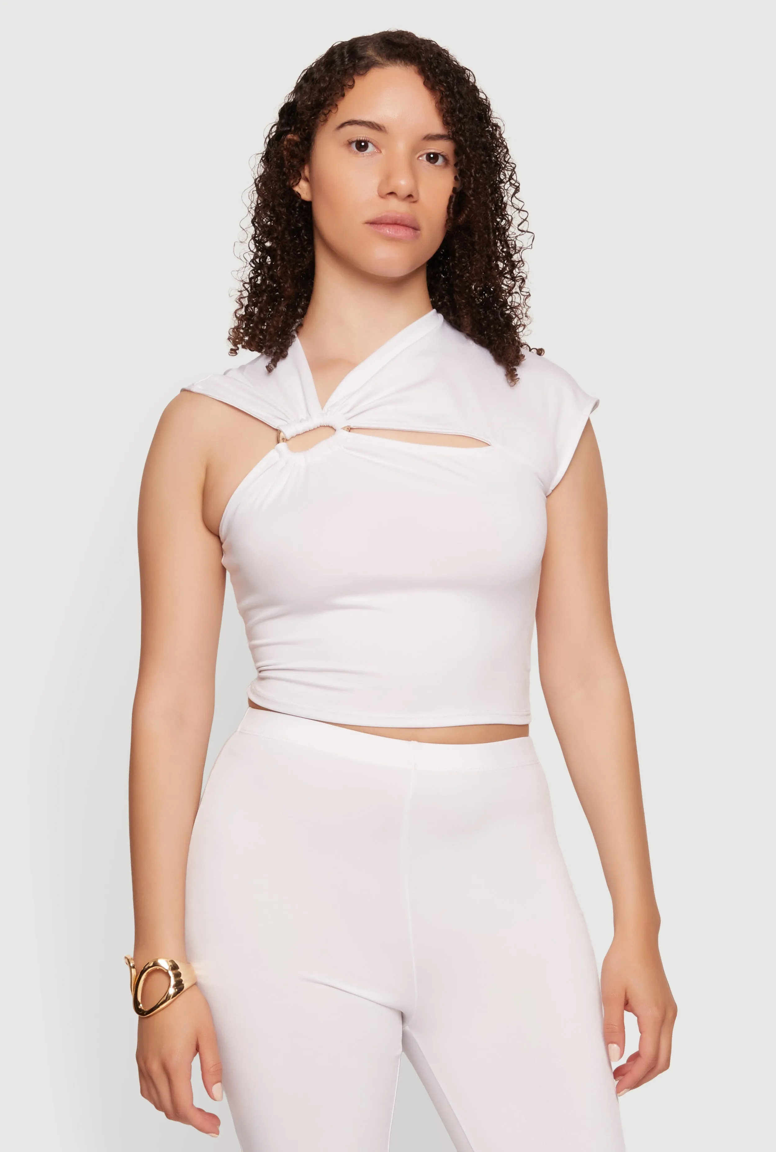 Asymmetrical Keyhole Neckline Crop Top sold by Rainbow product image thumbnail 2