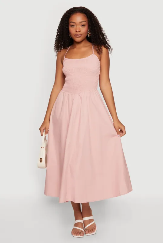 Sleeveless Smocked Midi Dress made by Rainbow