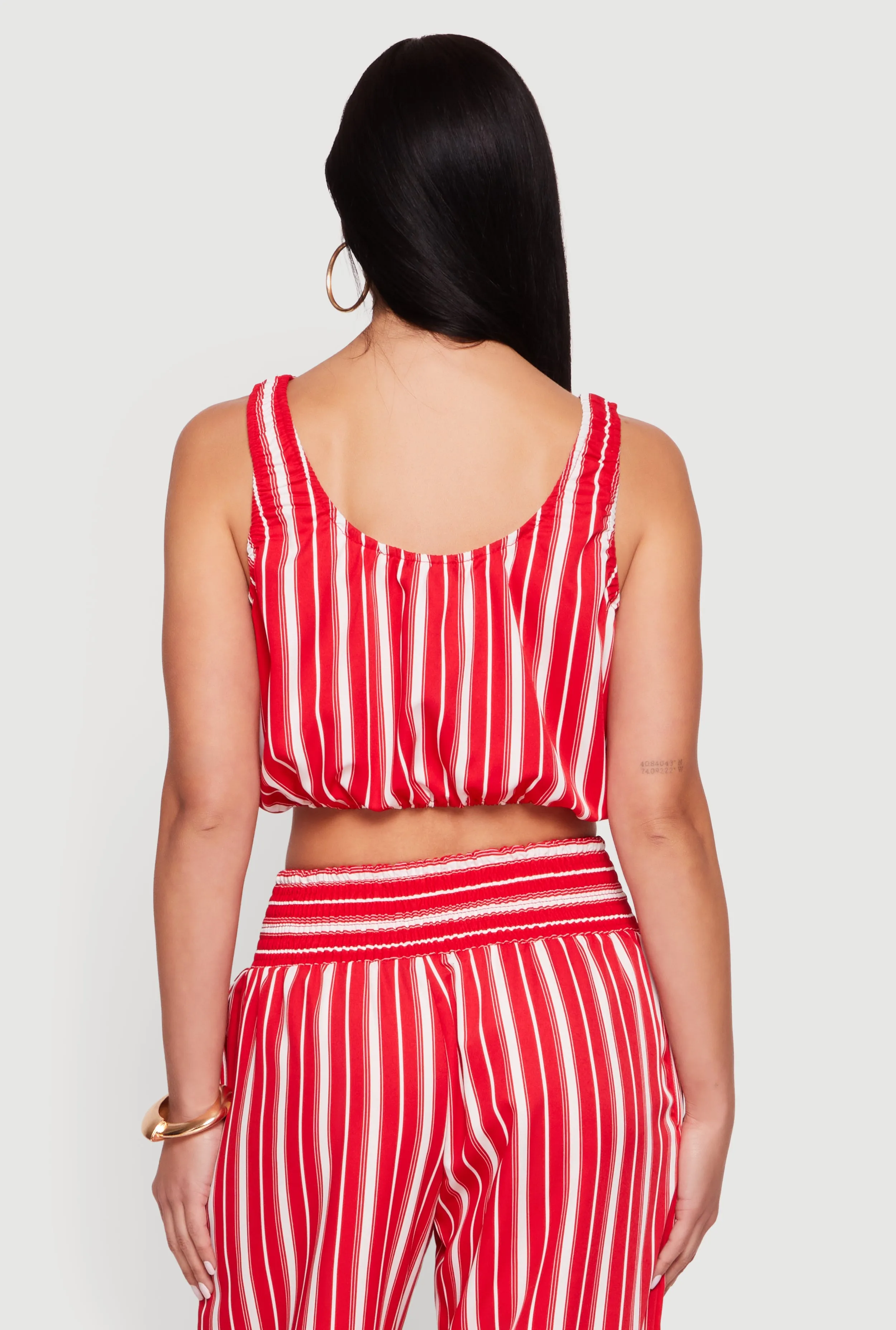 Sleeveless Striped Crop Top with Tie Front Detail sold by Rainbow product image thumbnail 5