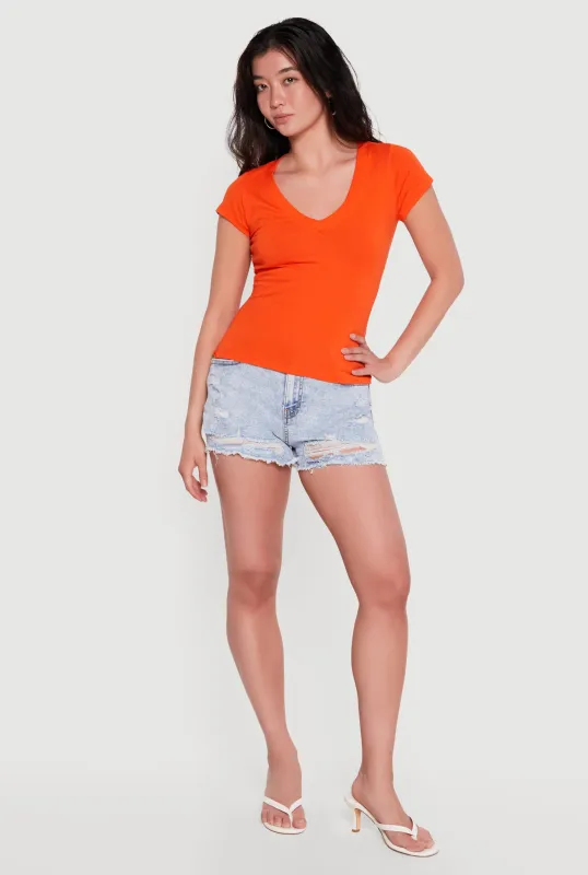 Basic V Neck Short Sleeve T Shirt made by Ambiance