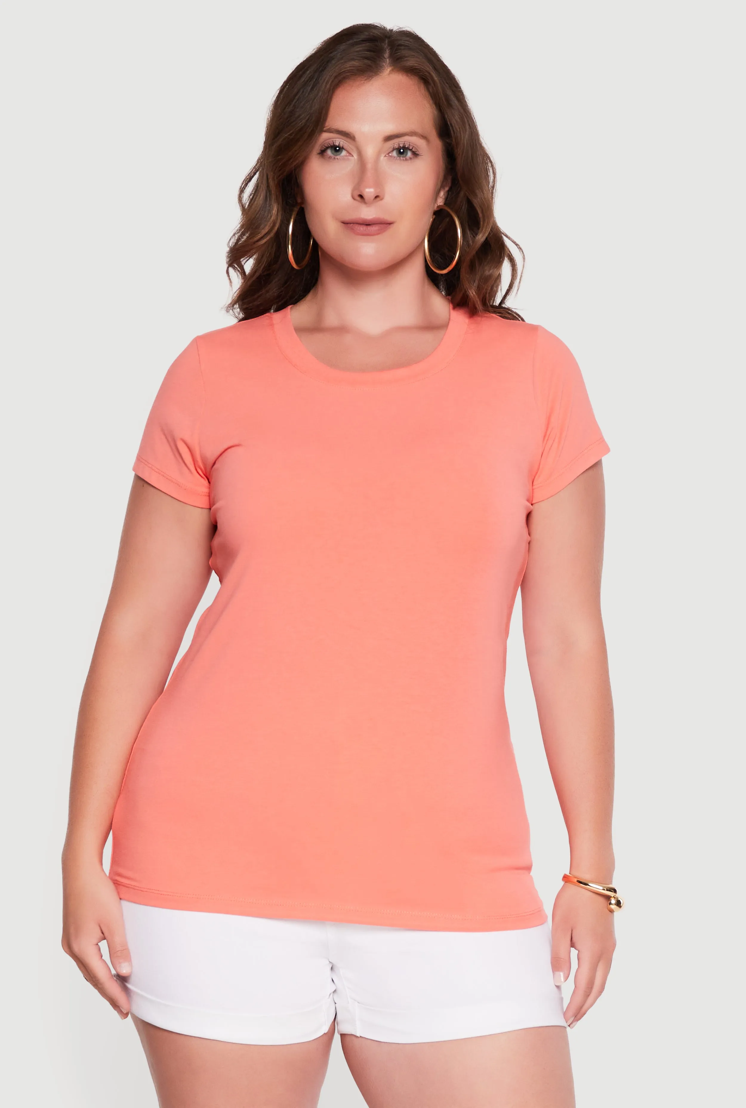 Plus Size Basic Crew Neck Short Sleeve T-Shirt sold by Rainbow product image thumbnail 2