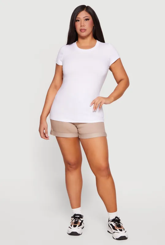 Plus Size Basic Crew Neck Short Sleeve T-Shirt made by Rainbow