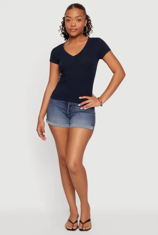 Basic V Neck Short Sleeve T Shirt made by Ambiance