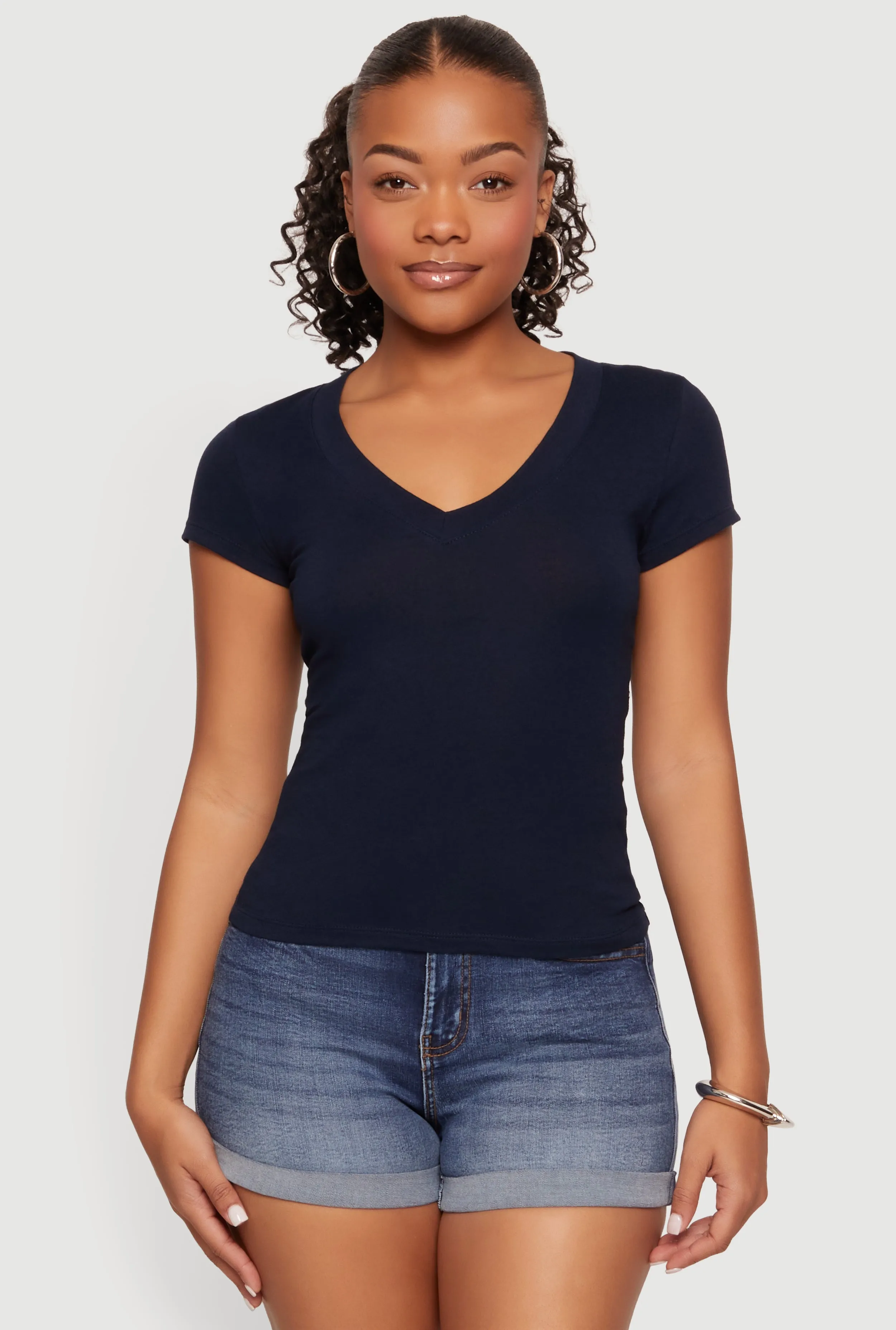 Basic V Neck Short Sleeve T Shirt sold by Rainbow product image thumbnail 2