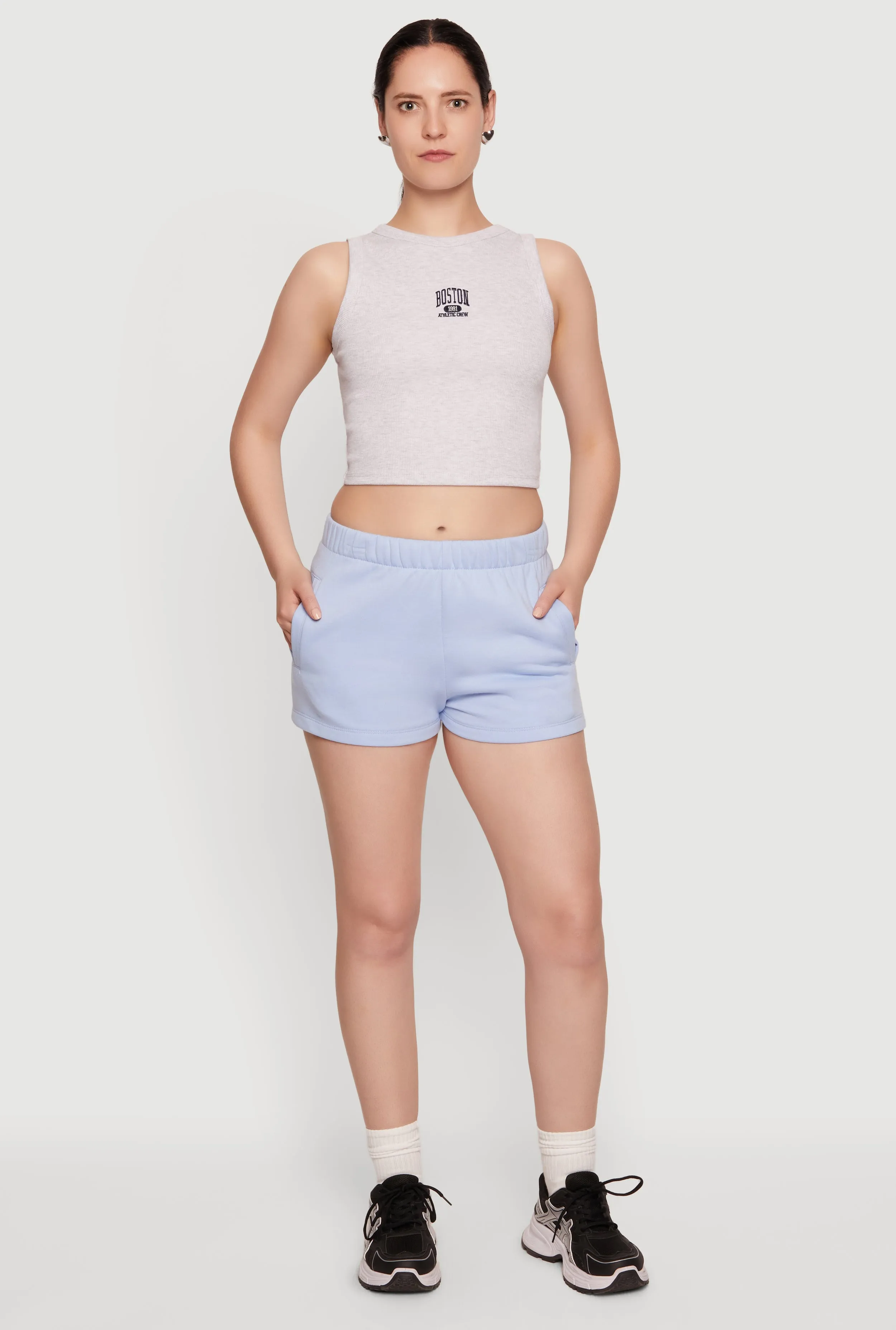 Boston Graphic Rib Knit Crop Tank Top sold by Rainbow