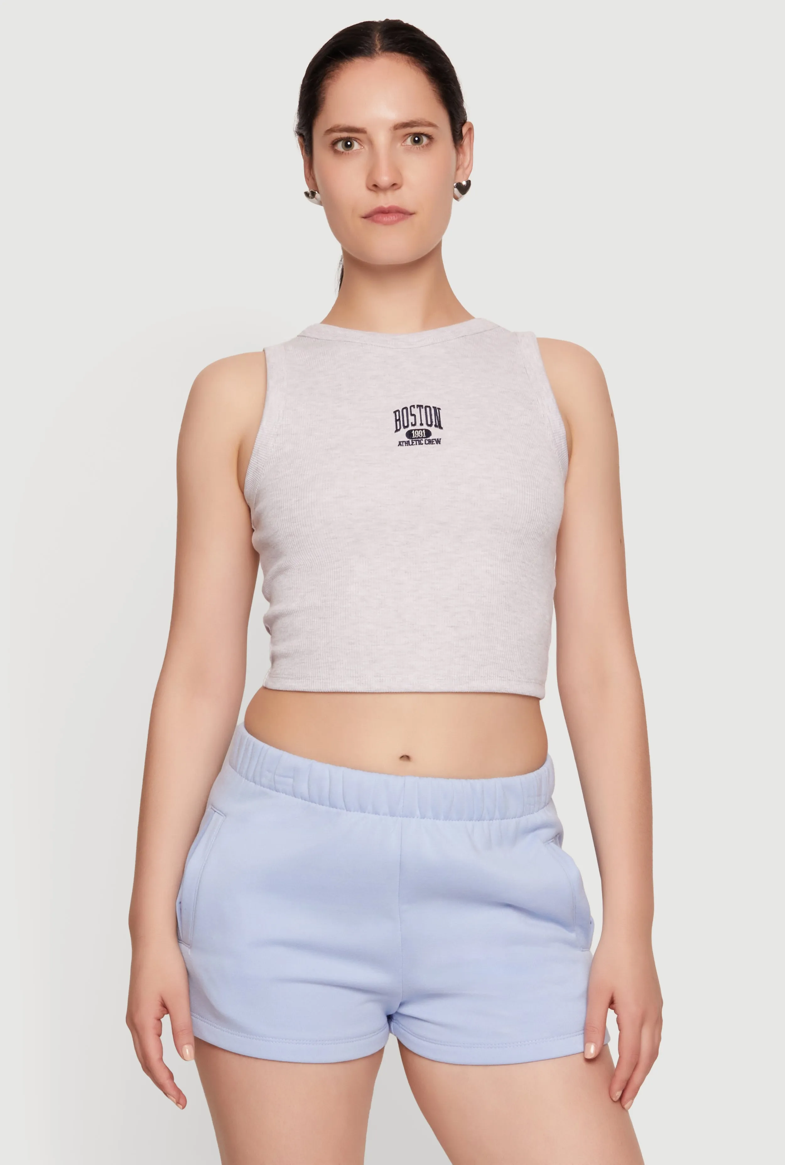 Boston Graphic Rib Knit Crop Tank Top sold by Rainbow product image thumbnail 2