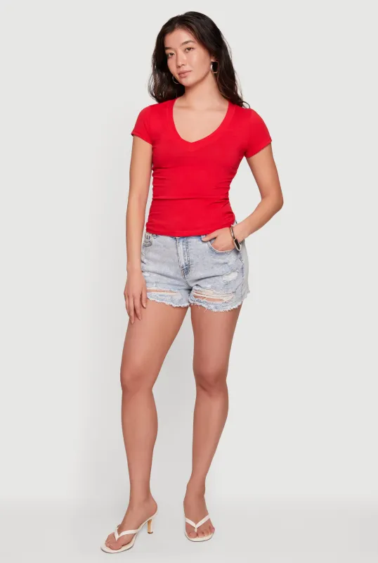 Basic V Neck Short Sleeve T Shirt made by Ambiance