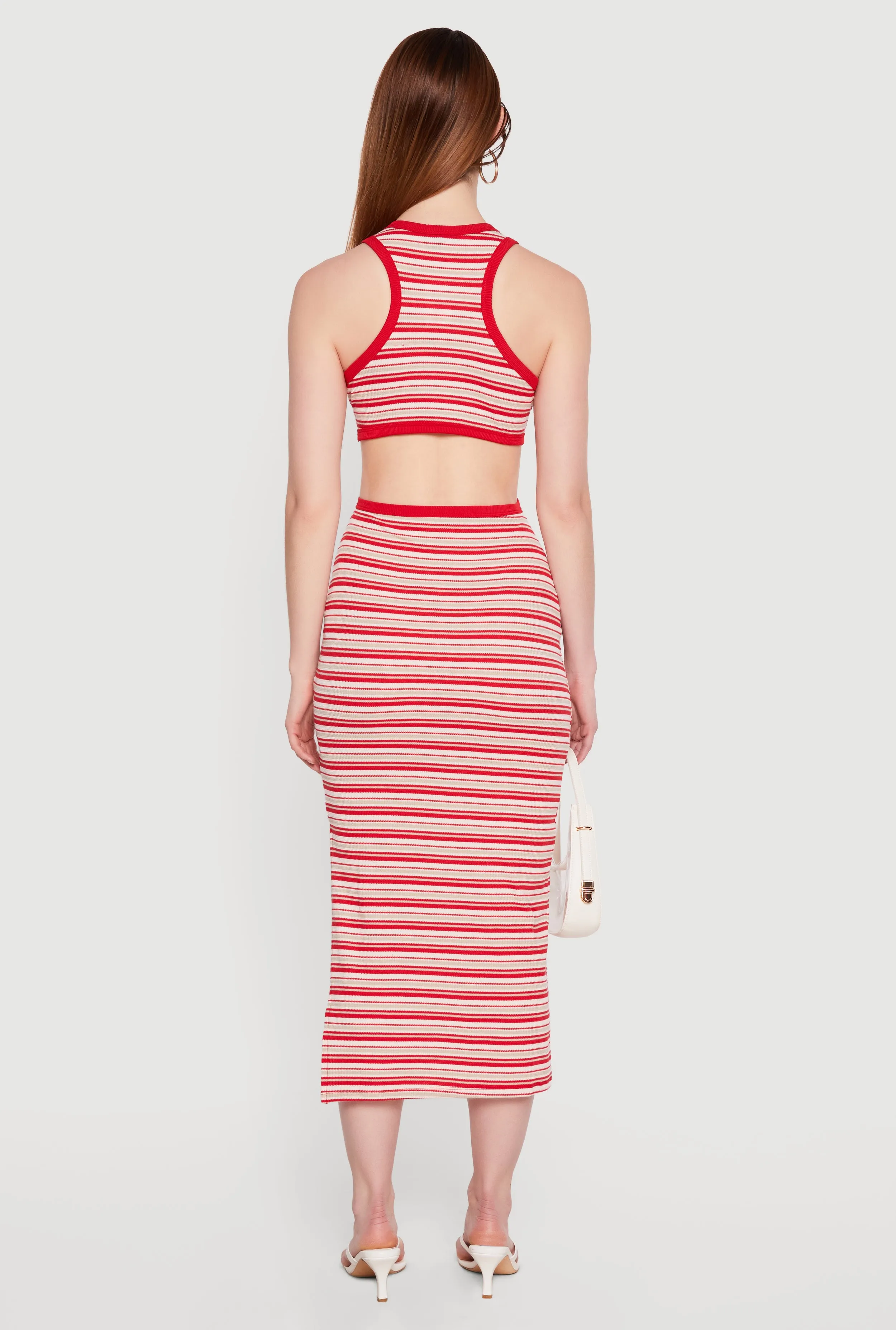 Striped Keyhole Detail Side Slit Midi Dress sold by Rainbow product image thumbnail 3
