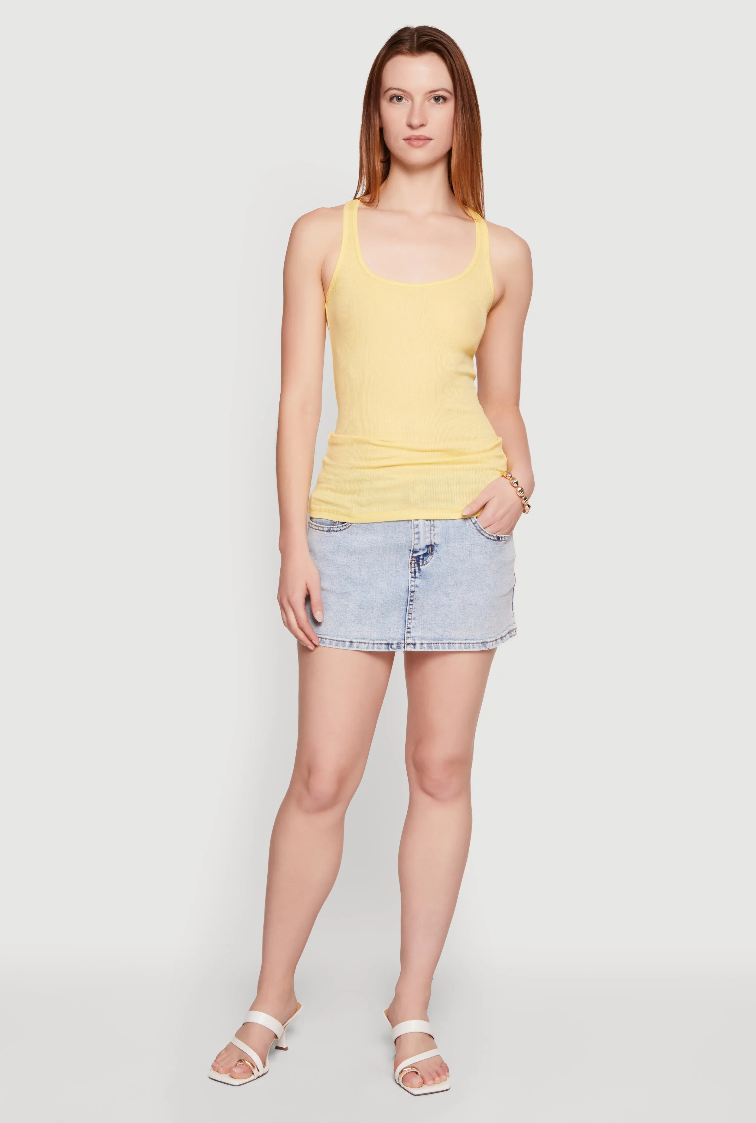 Rib Knit Racerback Tank Top sold by Rainbow