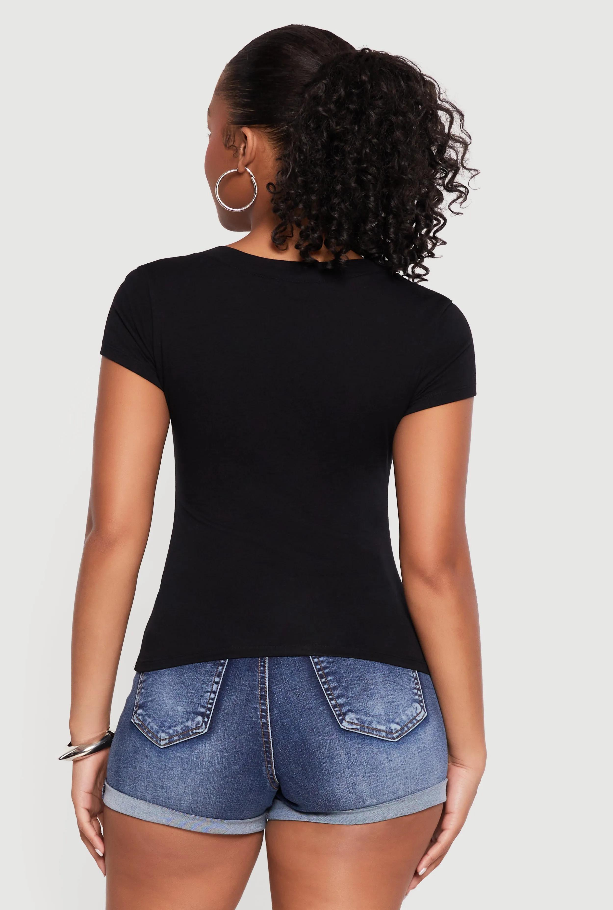 Basic V Neck Short Sleeve T Shirt sold by Rainbow product image thumbnail 5