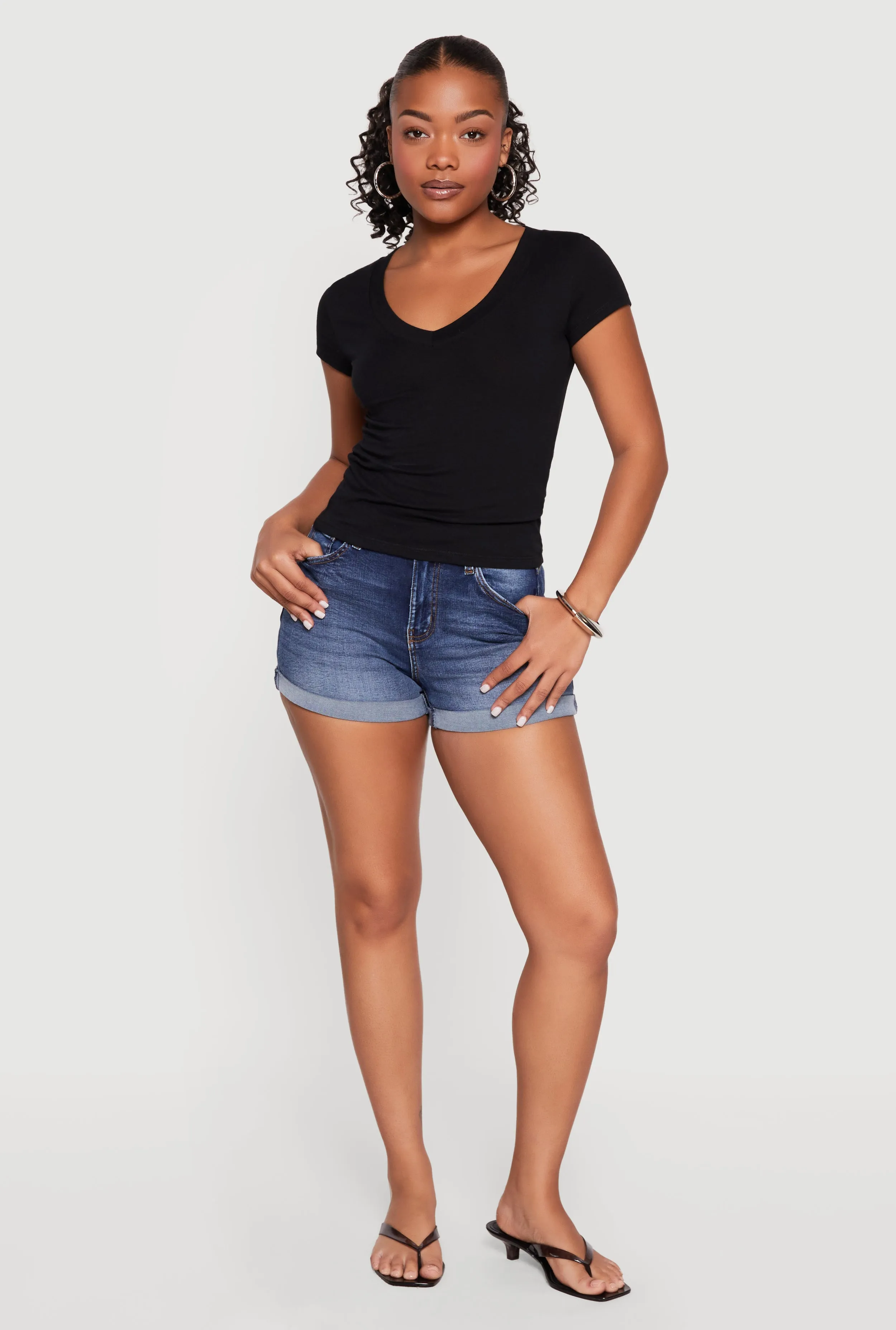 Basic V Neck Short Sleeve T Shirt sold by Rainbow