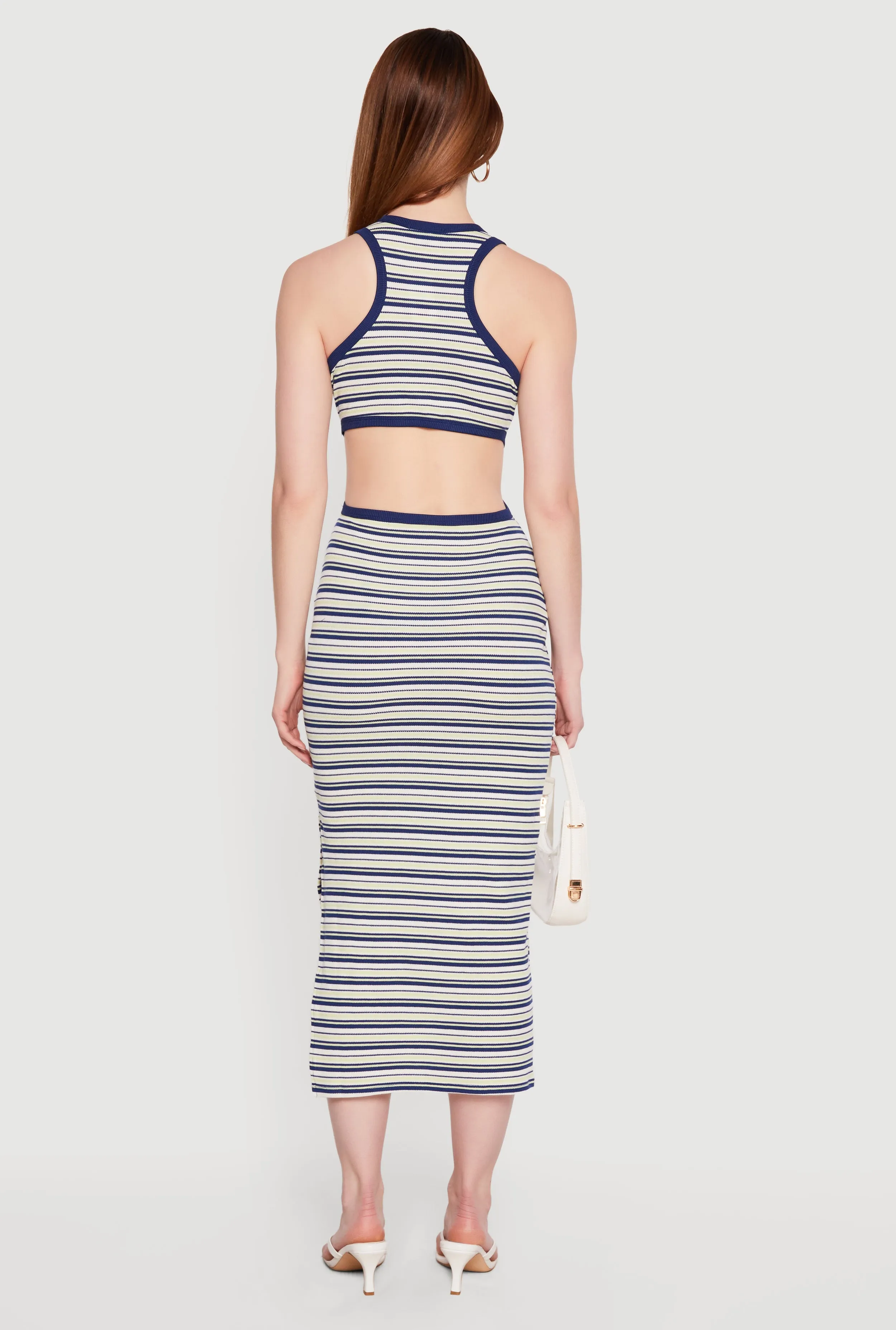 Striped Keyhole Detail Side Slit Midi Dress sold by Rainbow product image thumbnail 3