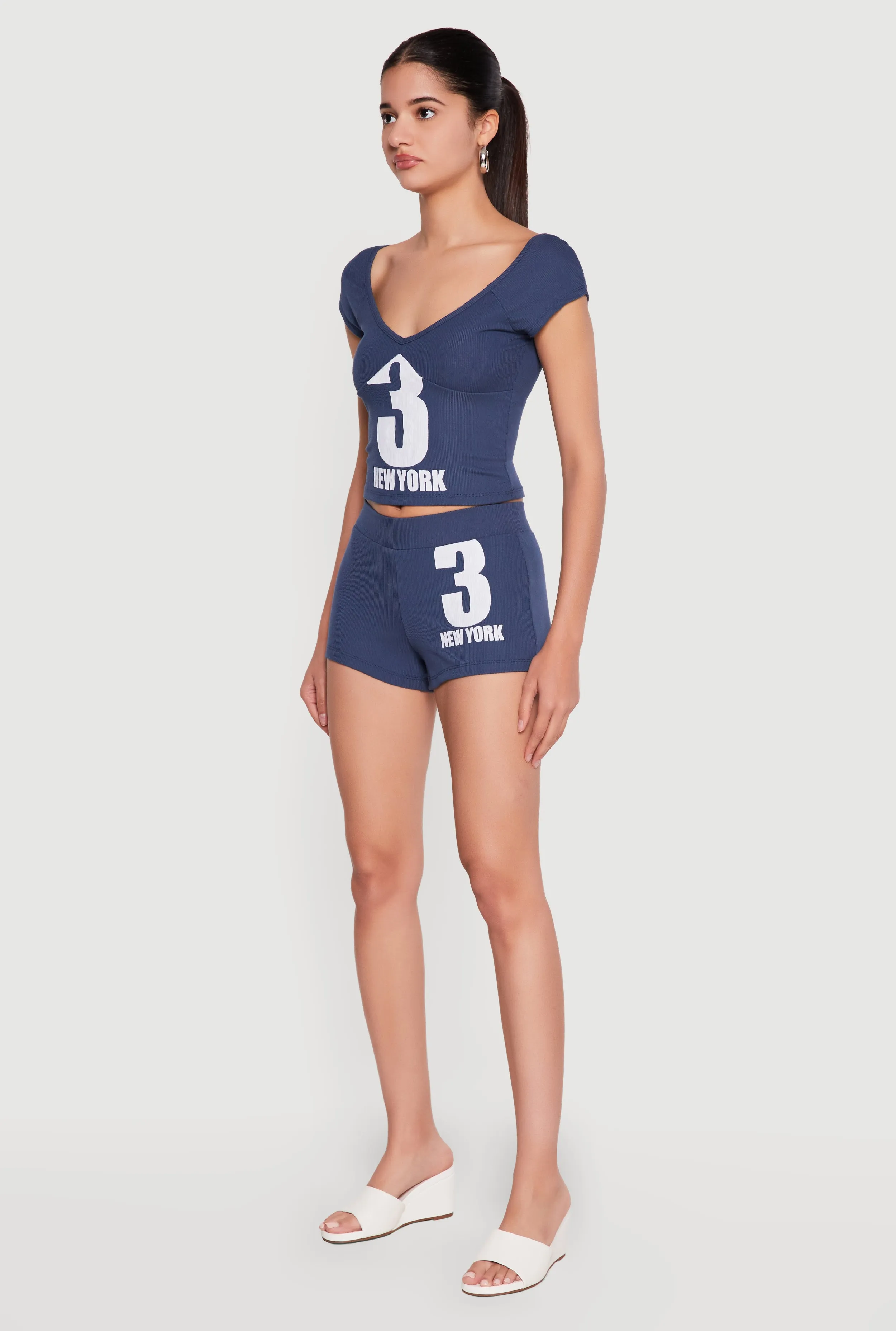 3 New York Graphic V Neck Crop Top sold by Rainbow product image thumbnail 3