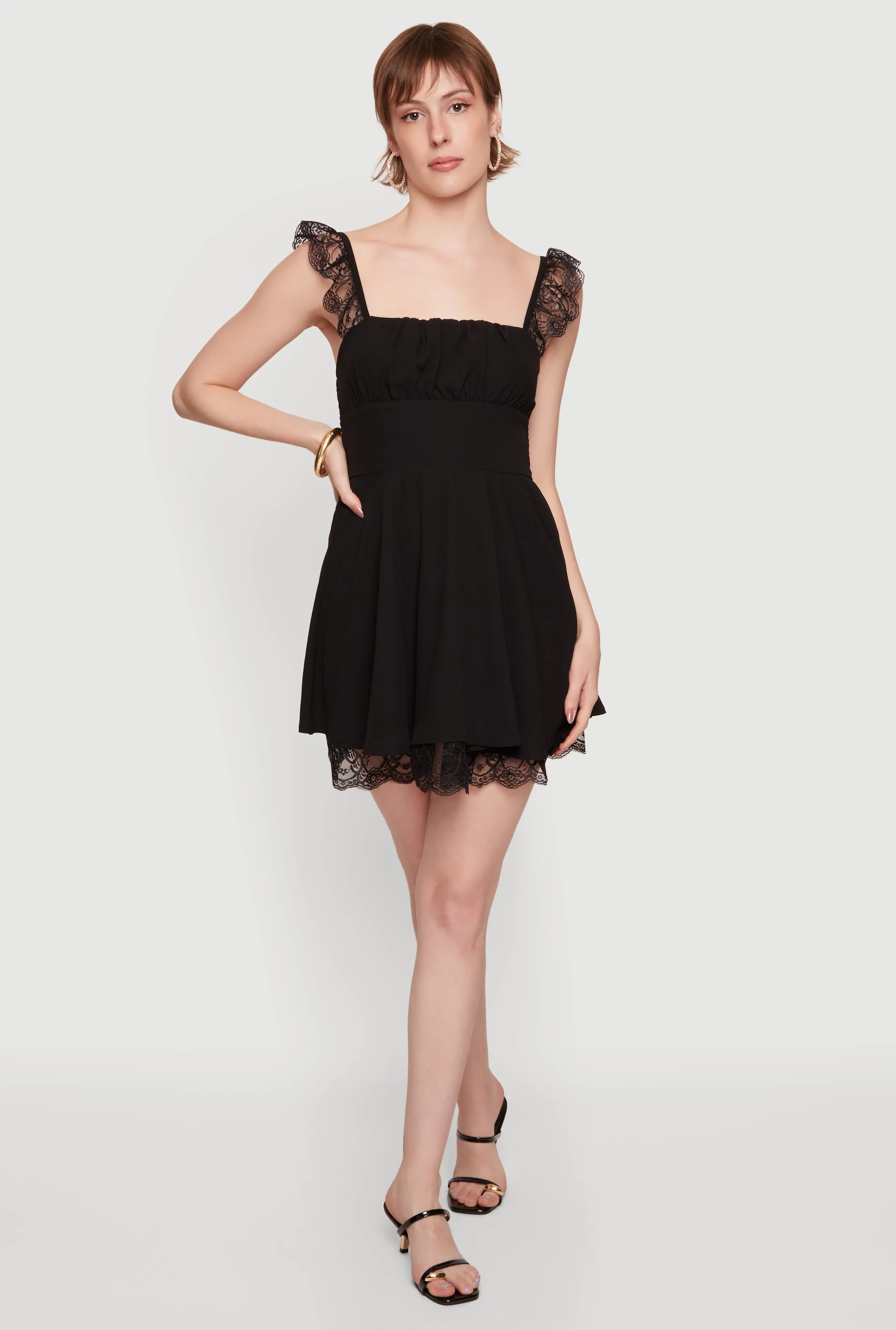 Lace Detail Skater Mini Dress sold by Rainbow