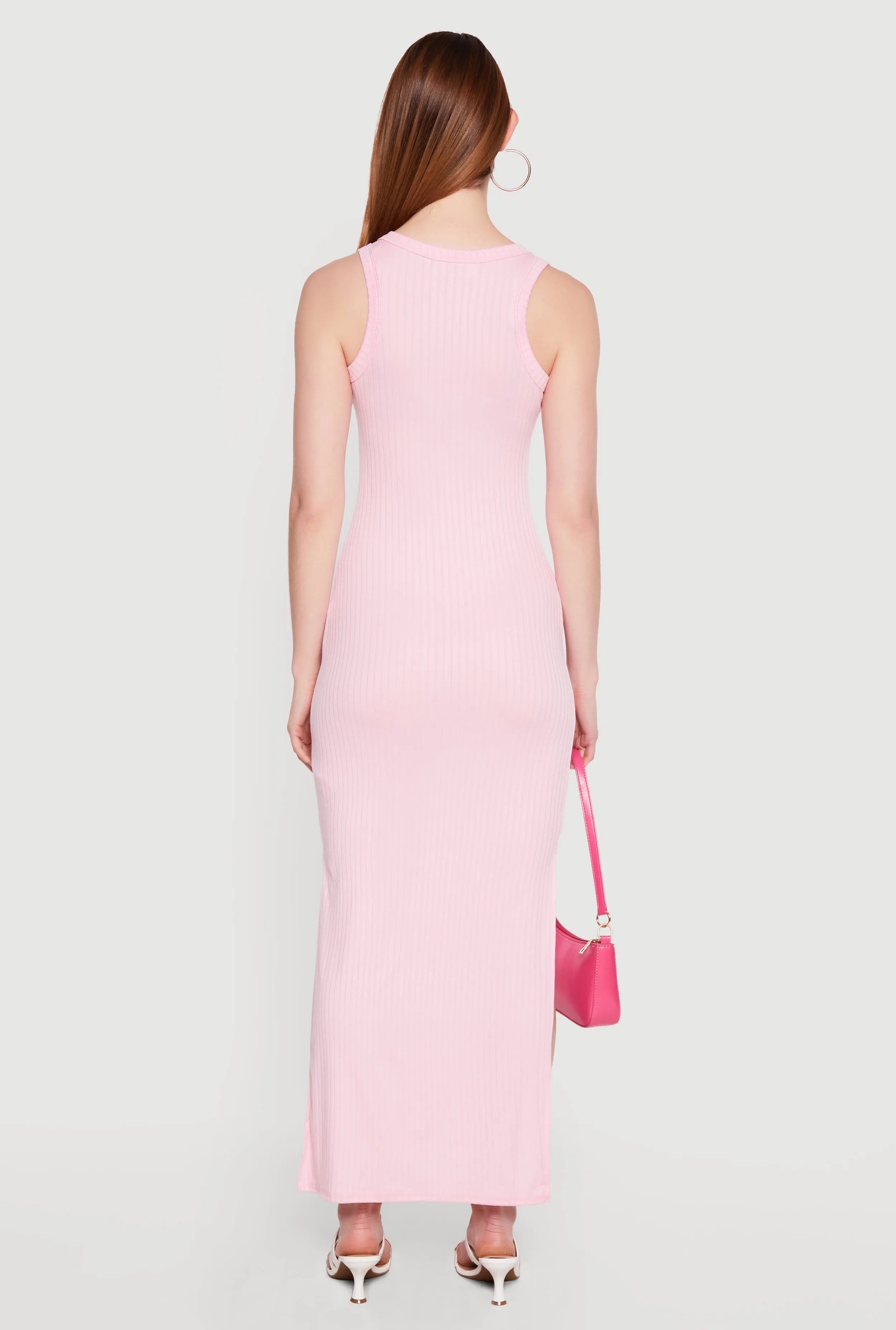 Sleeveless Ribbed Knit Maxi Dress with Side Slits sold by Rainbow product image thumbnail 3
