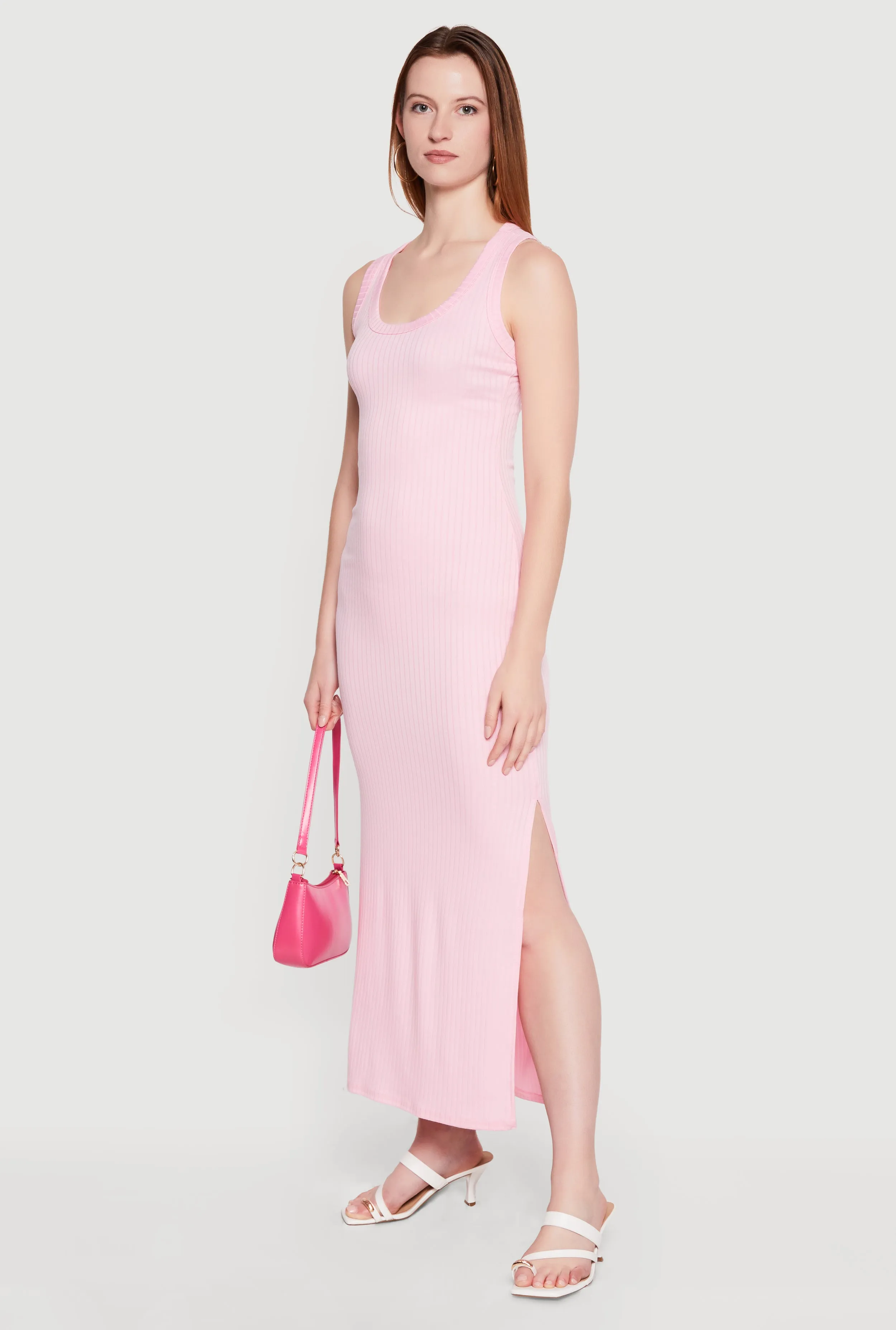 Sleeveless Ribbed Knit Maxi Dress with Side Slits sold by Rainbow product image thumbnail 2